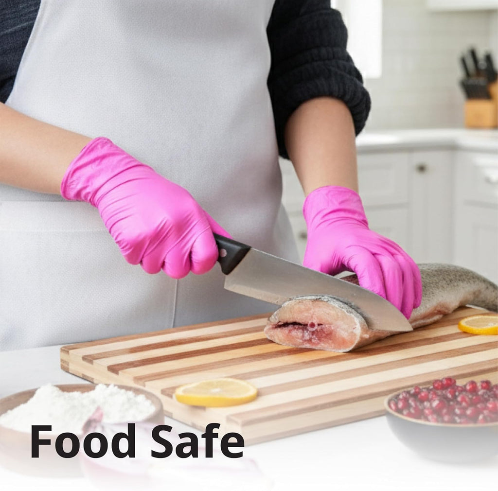 Powder-Free Nitrile Gloves, 3-Mil, Disposable Nitrile Gloves, Latex-Free, Powder-Free - Pink/Fuchsia