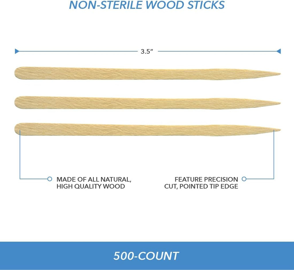 Premium Eye & Lip Wood Applicators, Non-Sterile, for Hair Removal Wax Application and DIY Projects, 3.5” L X .25” W, 500-Count