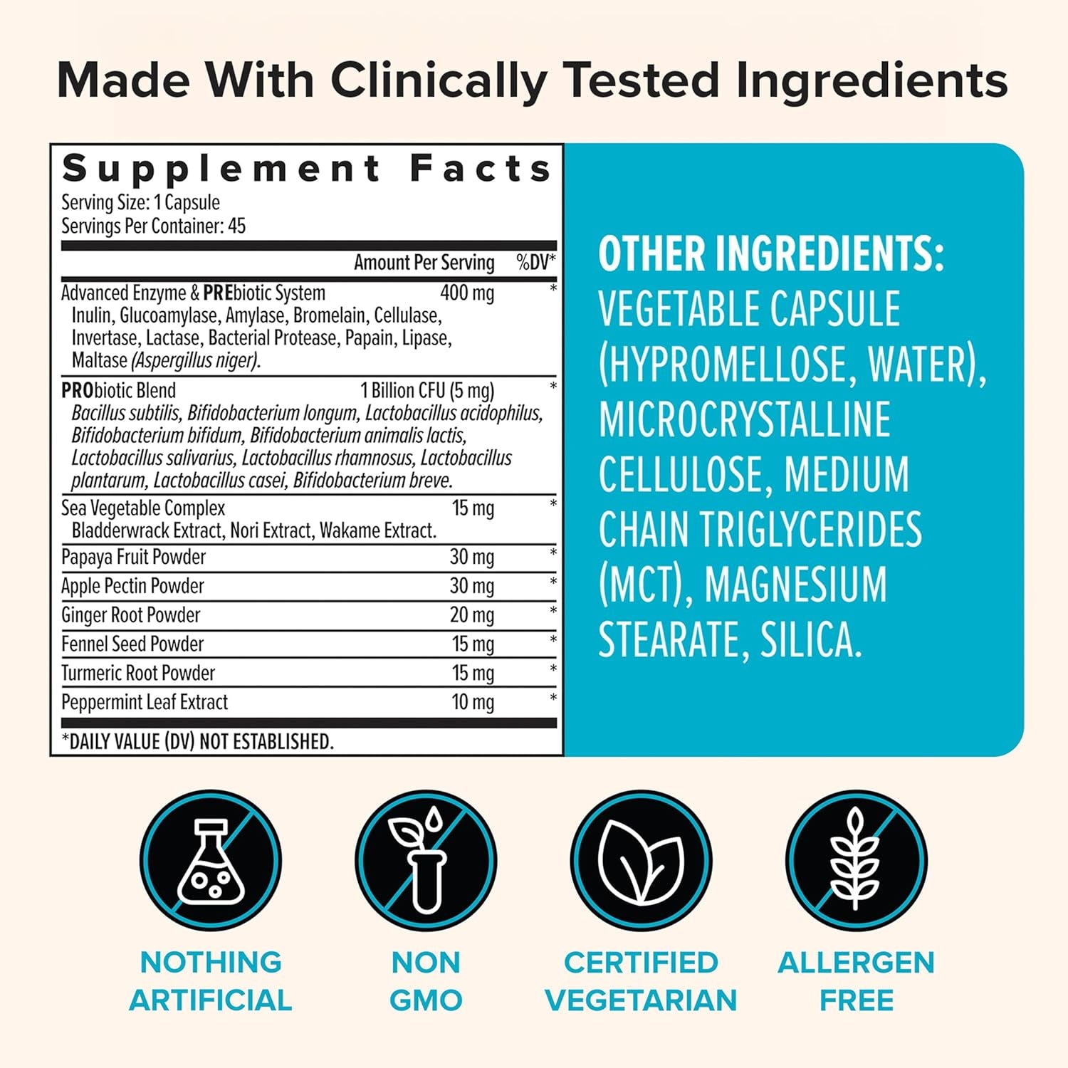 Digestive Enzymes for Gut Health & Bloating Relief - Multi Enzymes Digestion Supplement with Probiotics, Bromelain & Papaya for Digestive Health Support - Men & Women - 45 Count