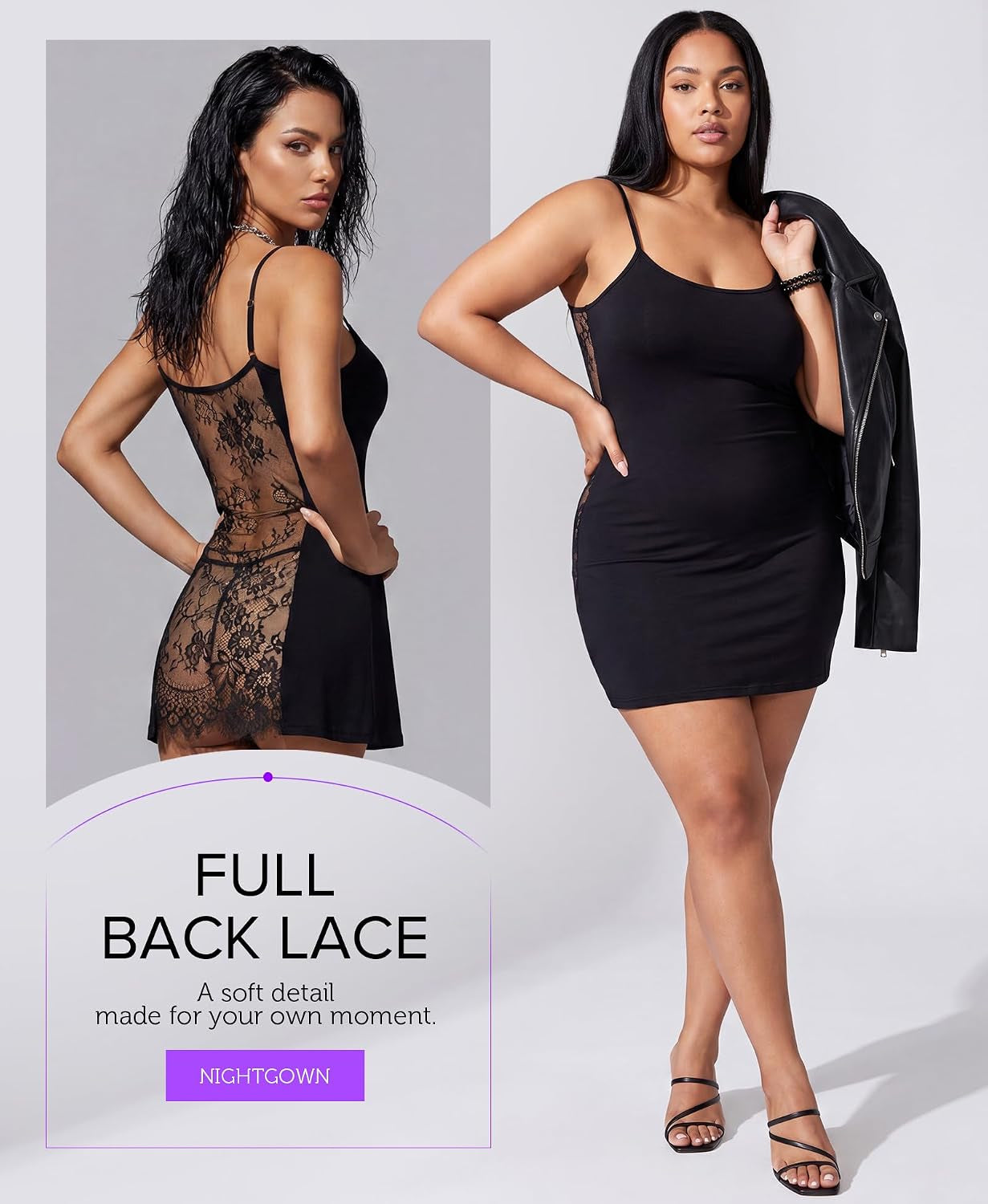 Women'S Lingerie Sexy Nightgowns Lace Babydoll Chemise Strappy Sleepwear Sleep Dress