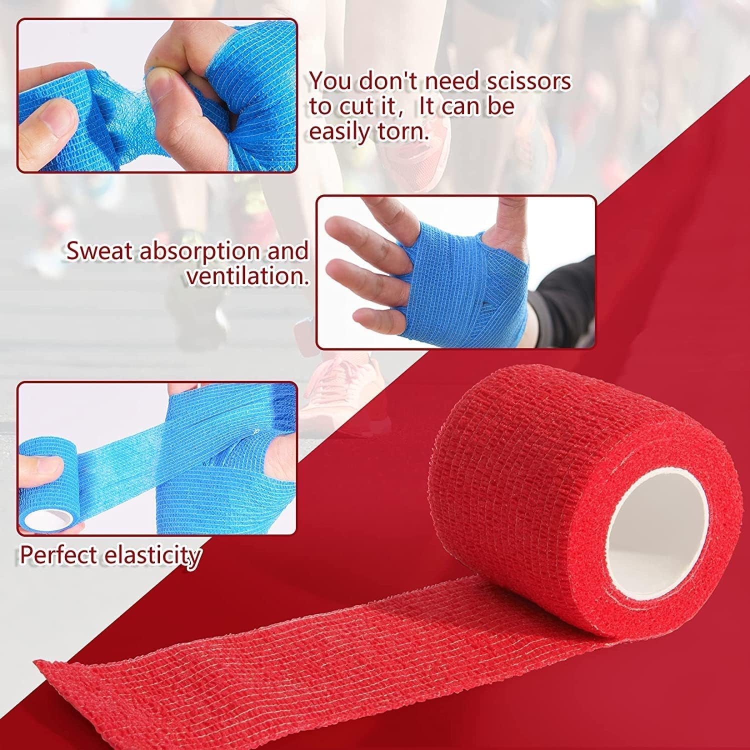 30 Pack 2 Inch X 5 Yards Self Adhesive Bandage Assorted Color Breathable Cohesive Bandage Wrap Rolls Elastic Self-Adherent Tape for Stretch Athletic, Sports, Wrist, Ankle