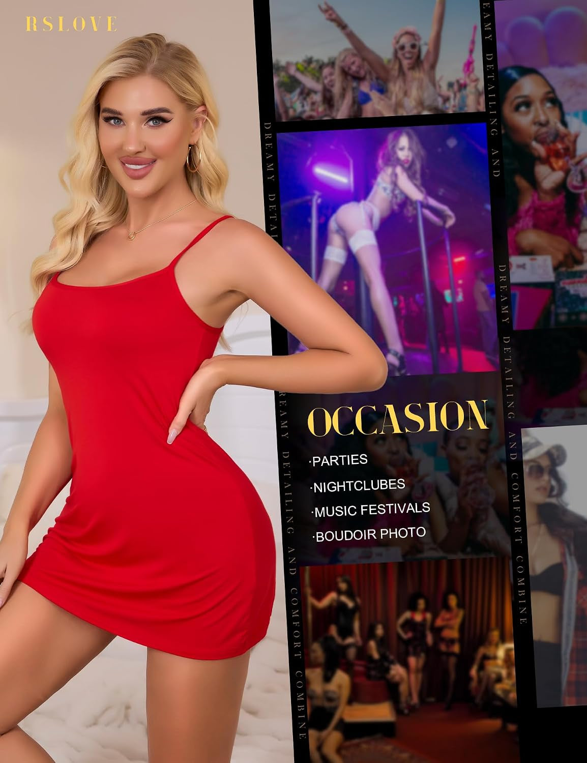 Women'S Lingerie Sexy Nightgowns Lace Babydoll Chemise Strappy Sleepwear Sleep Dress