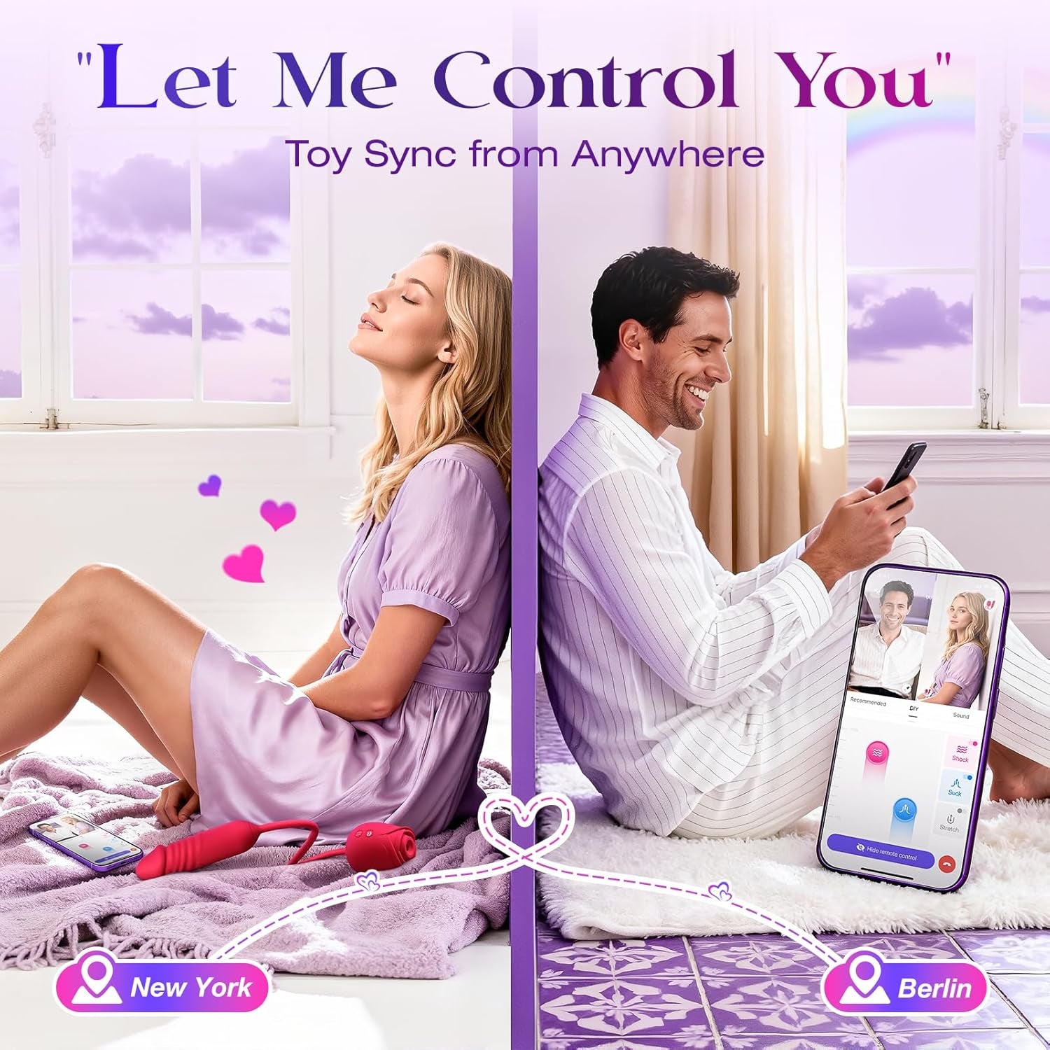 Vibrator Dildo Sex Toys for Women -  Rose Sex Toy with Thrusting G Spot Vibrators & 10 Sucking Modes for Clitoral Nipple Stimulation Anal Dildos Adult Sex Toys Games for Couples Sex Machine