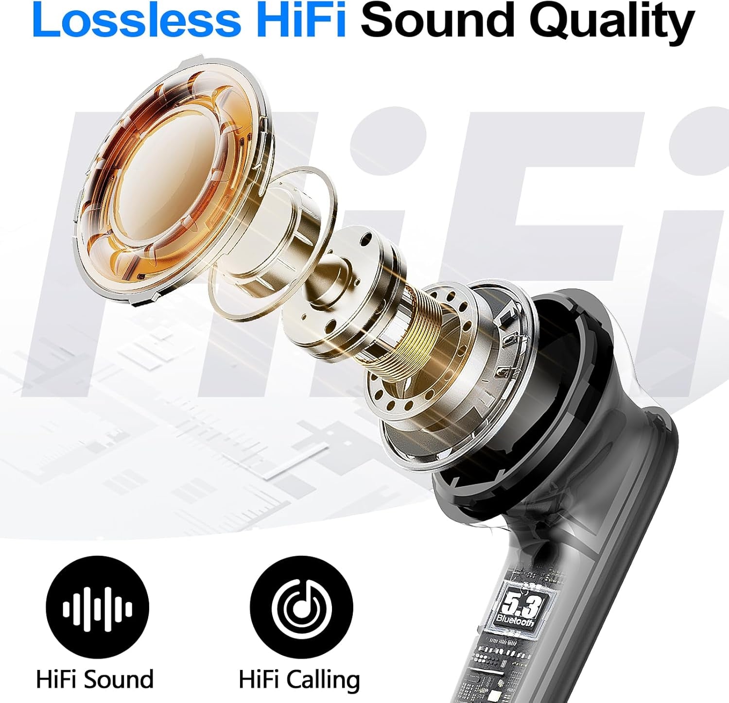 Wireless Ear Buds Bluetooth 5.4 Headphones 60H Playtime Deep Bass Stereo Earbuds with Mic Comfort Lightweight in Ear Earphones for Workout/Running Black