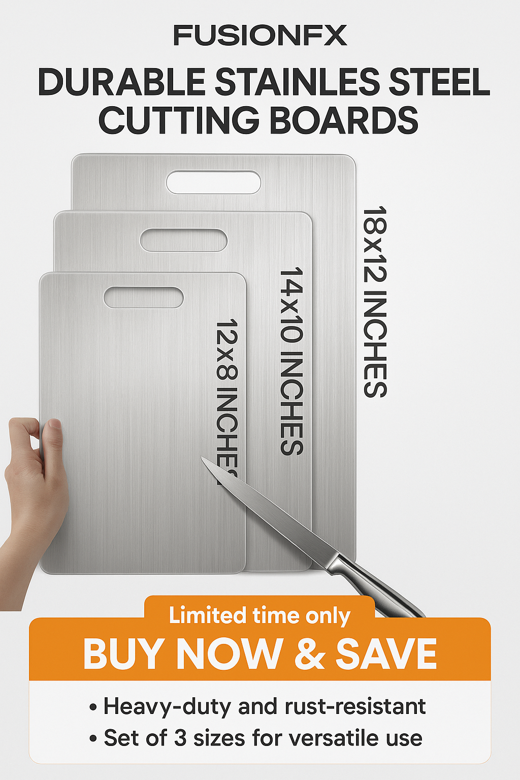 🟢  Titanium Cutting Board, Stainless Steel Food Grade, 14 * 10 Inch, Meat, Fruit, Vegetable, Silver, Rectangular, 0.05 Inches Thick