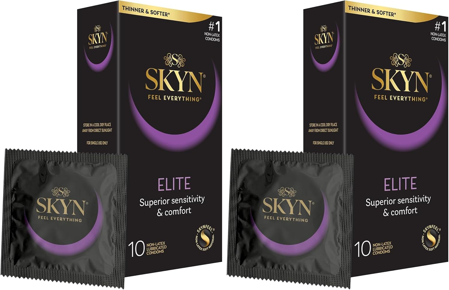 Elite, 10 Count, Ultra-Thin, Lubricated Latex-Free Condoms​ (Pack of 2)