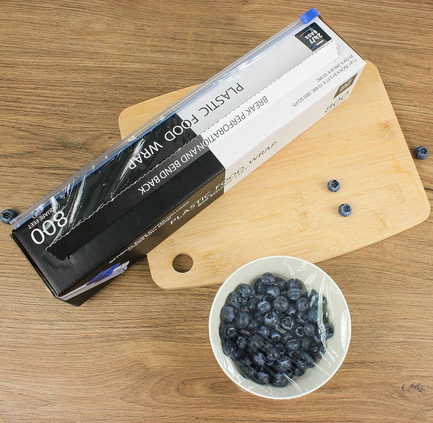 Plastic Food Wrap- 1600 SQ. FT. (2 Pack of 800 Sq. Ft.) Bpa-Free, Optional Slide Cutter Included, Extra Cling and No Mess