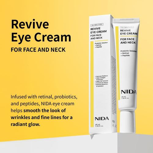 Revive Eye Cream for Face and Neck | Probiotic Solution, Retinal, Peptide | Wrinkles, Fine Lines, Cell Turnover, Firm Skin Texture, Radiant Skin, Moisture Retention | 1.35 Fl. Oz., 40Ml