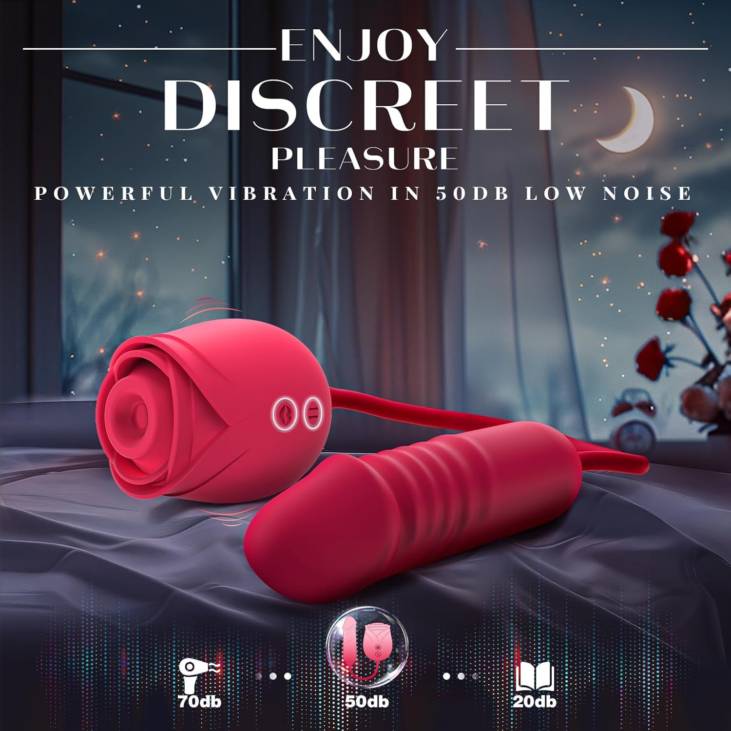 Vibrator Dildo Sex Toys for Women -  Rose Sex Toy with Thrusting G Spot Vibrators & 10 Sucking Modes for Clitoral Nipple Stimulation Anal Dildos Adult Sex Toys Games for Couples Sex Machine