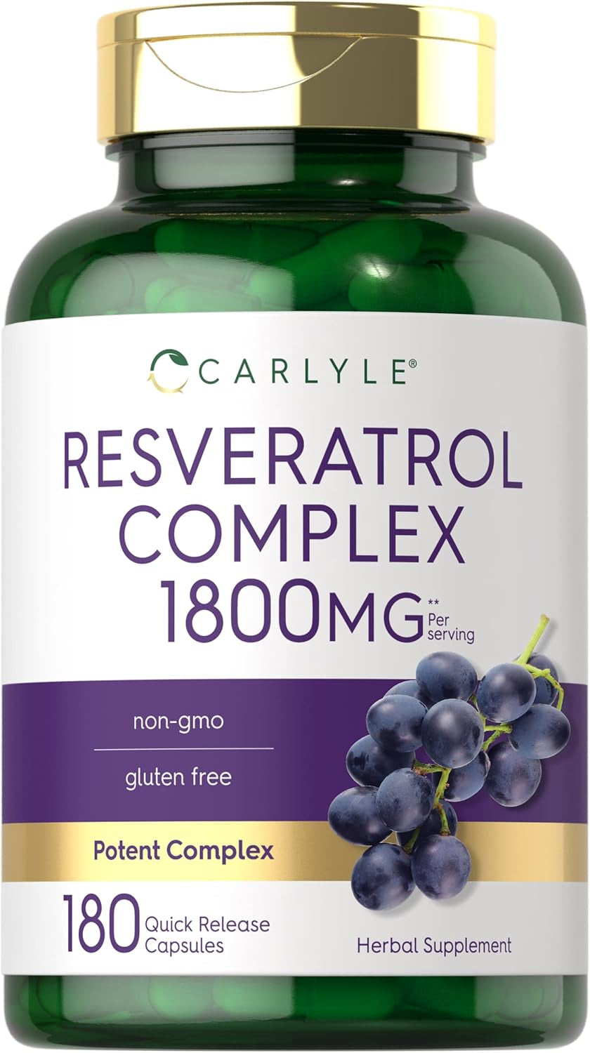 Resveratrol Supplement 1800Mg | 180 Capsules | Non-Gmo & Gluten Free | Potent Complex