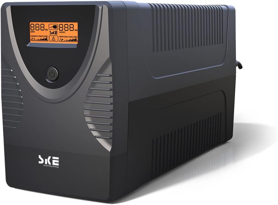 Ups Battery Backup and Surge Protector 850Va/480W,Computer Uninterruptible Power Supply Units,Battery Backup Intelligent LCD,SKE Back Ups,Uninterruptible Power Supply,Battery Backup for Computer SKE