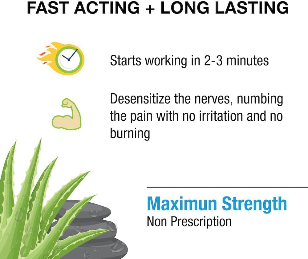 Puregen Labs 5% Lidocaine Numbing Cream Maximum Strength | Topical Anesthetic for Aches, Itching, Soreness, Burning - Enriched with Aloe-Vera | Made in USA | 6 Oz
