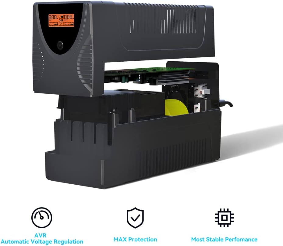 Ups Battery Backup and Surge Protector 850Va/480W,Computer Uninterruptible Power Supply Units,Battery Backup Intelligent LCD,SKE Back Ups,Uninterruptible Power Supply,Battery Backup for Computer SKE