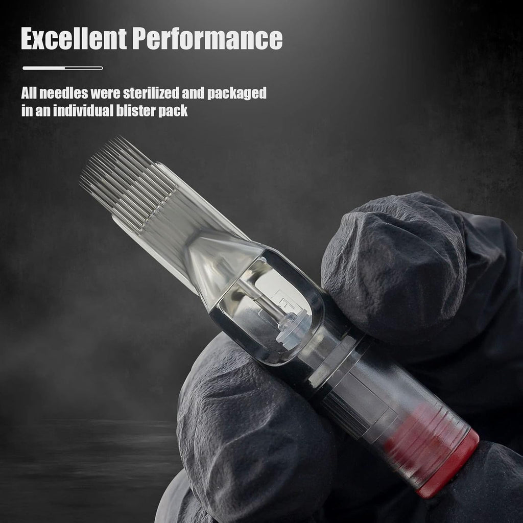 EZ Tattoo Cartridge Needles - 20Pcs #12 (21RM) Standard Round/Curved Magnum Disposable Tattoo Needles Cartridges for Rotary Tattoo Machine Pen Gun - Revolution