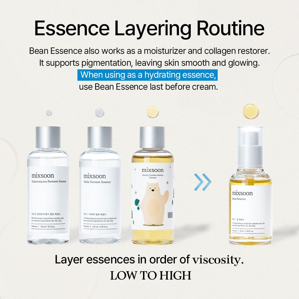 Bean Essence Exfoliating Hydrating Korean Skin Care Glass Skin Hyaluronic Acid Serum 1.69 Fl Oz (Pack of 1)