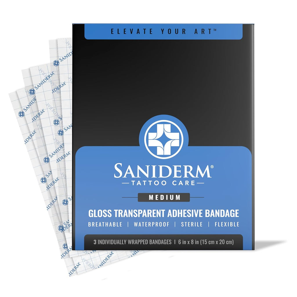 Tattoo Aftercare Bandage 3 Sheets (Medium Pack, 6 in X 8 In) – Convenient, Faster Tattoo Healing and Protection – Sterile, Waterproof, and Latex-Free