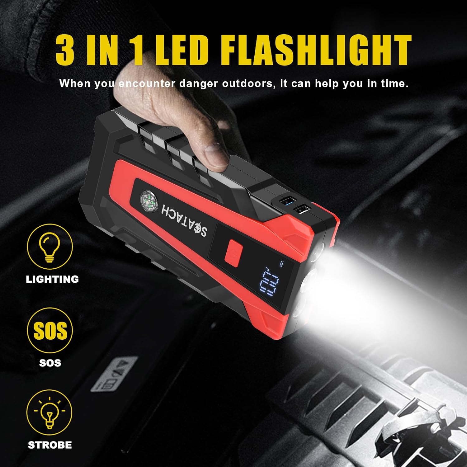011 5000A Car Battery Jump Starter,12V Jump Starter Battery Pack (Up to 14.0L Gasoline and 12.0L Diesel Engine), Portable Jump Box with 3 Modes Flashlight and Jumper Cable