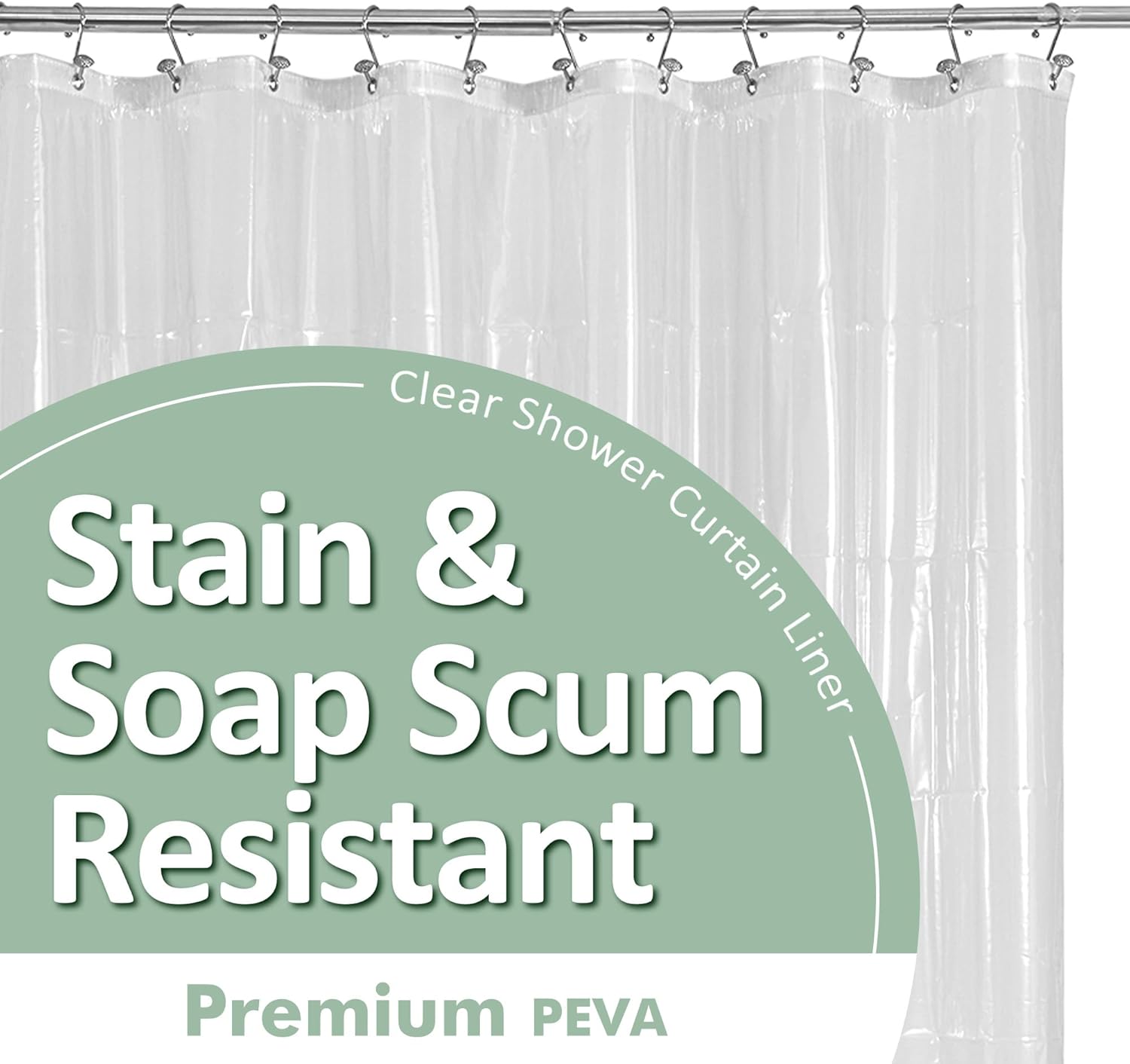 🟢  Plastic Shower Liner Clear - Premium PEVA Shower Curtain Liner with Rustproof Grommets and 3 Magnets, Waterproof Cute Lightweight Standard Size Bathroom Curtains - Clear