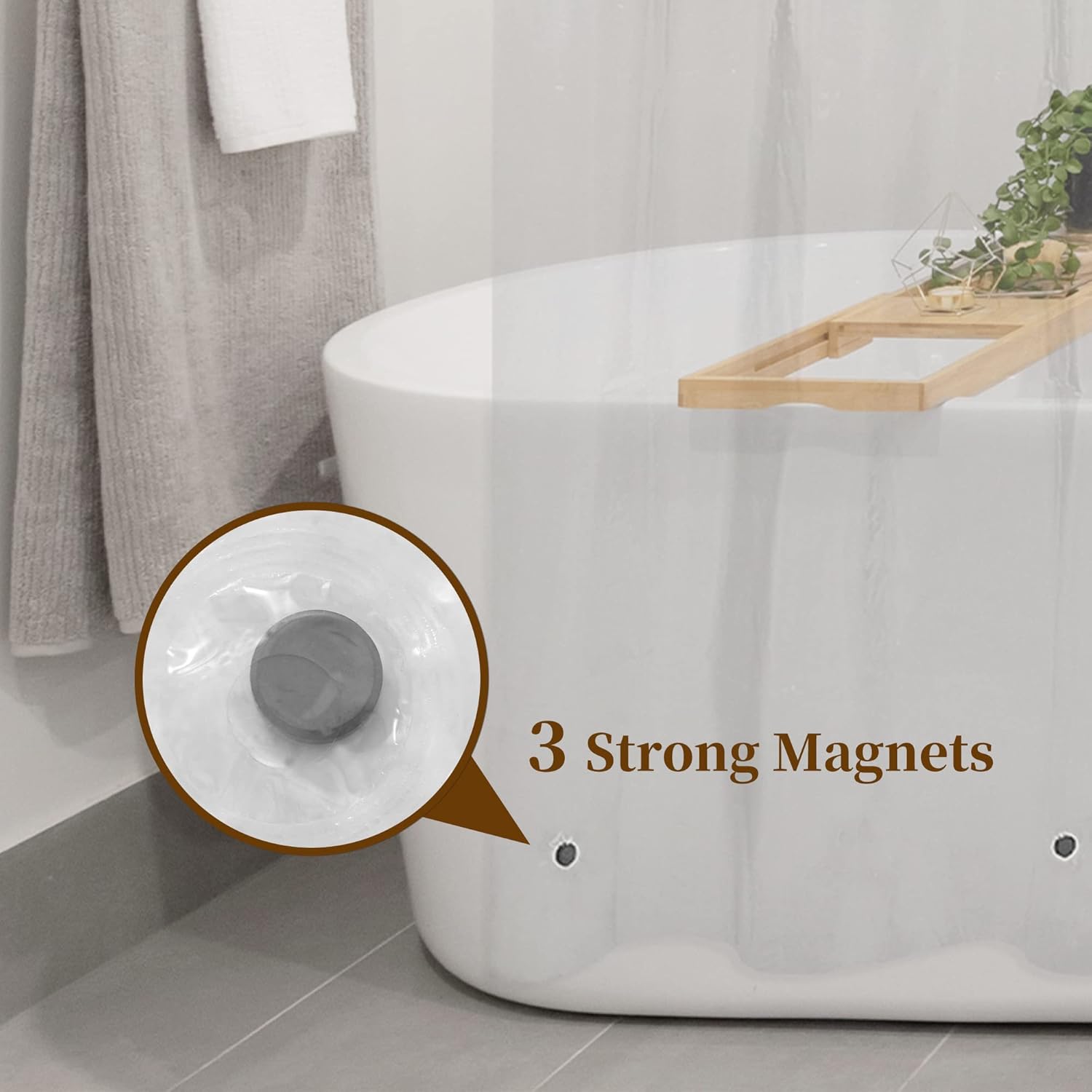 Plastic Shower Liner Clear - Premium PEVA Shower Curtain Liner with Rustproof Grommets and 3 Magnets, Waterproof Cute Lightweight Standard Size Bathroom Curtains - Clear
