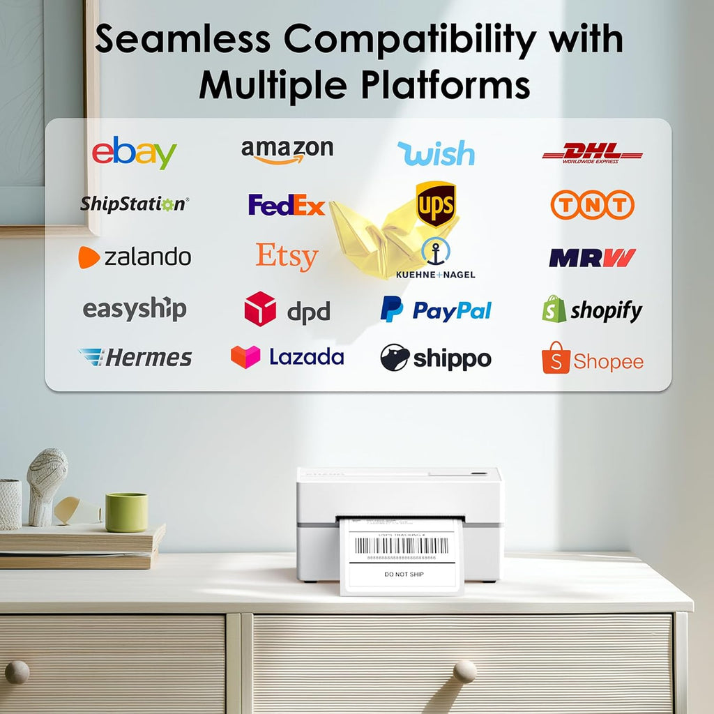 Bluetooth Thermal Shipping Label Printer, 4X6 Portabel Thermal Address Label Printer for Small Bussiness, Compatible with Iphone,Android,Windows,Mac,Chromebook –Works with Ebay Shopify Usps&More
