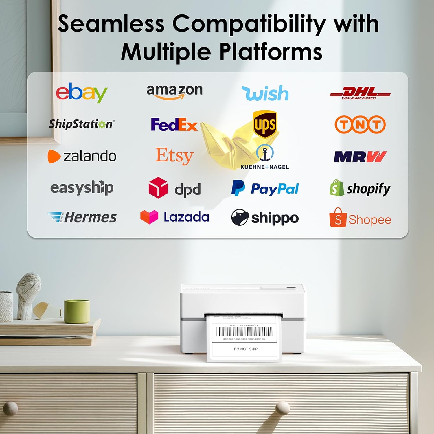 Bluetooth Thermal Shipping Label Printer, 4X6 Portabel Thermal Address Label Printer for Small Bussiness, Compatible with Iphone,Android,Windows,Mac,Chromebook –Works with Ebay Shopify Usps&More