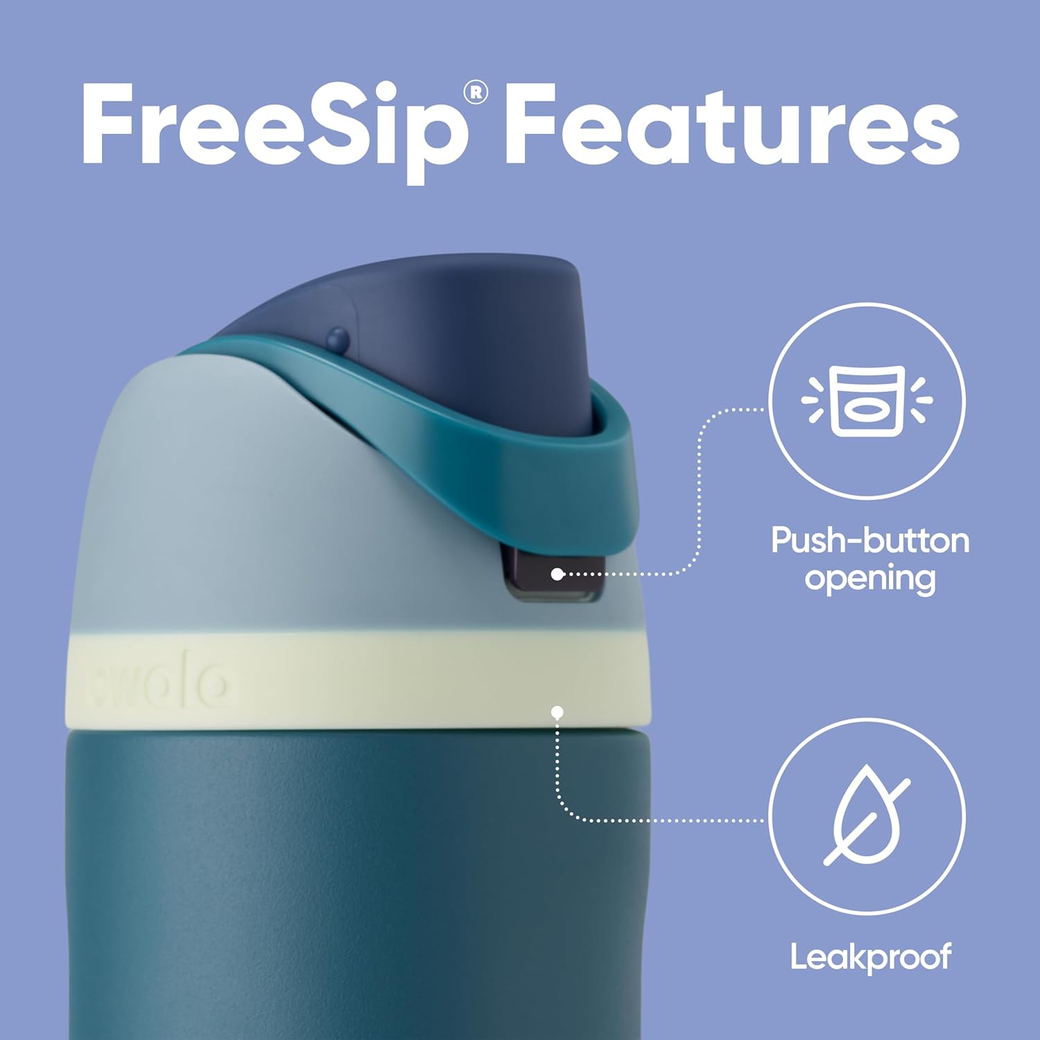 Freesip Insulated Stainless Steel Water Bottle with Straw, Bpa-Free Sports Water Bottle, Great for Travel, 24 Oz, Denim