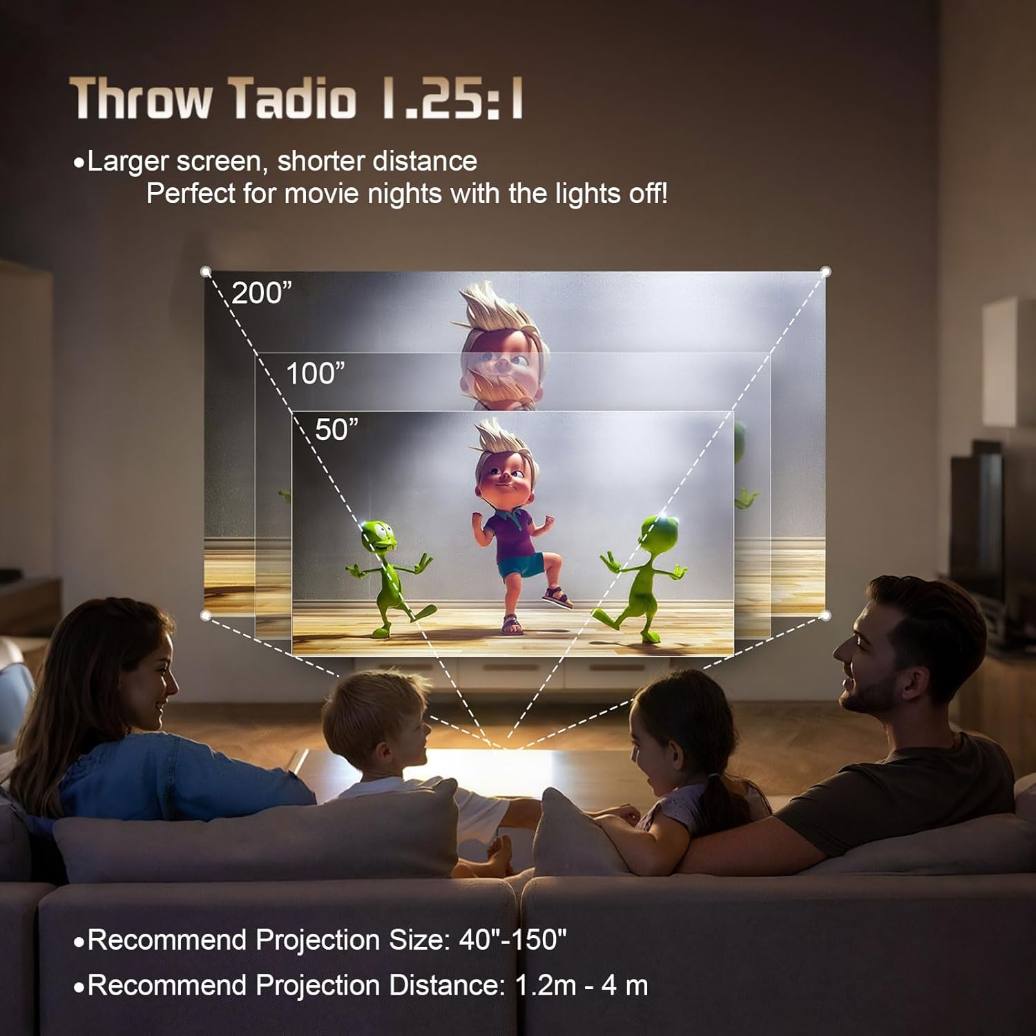 360 Portable Projector [Electric Focus/360° Rotatable/Support 1080P] Mini Smart Projector with Wifi and Bluetooth, Auto Keystone, Outdoor Movie Proyector Portátil, Remote Control, White