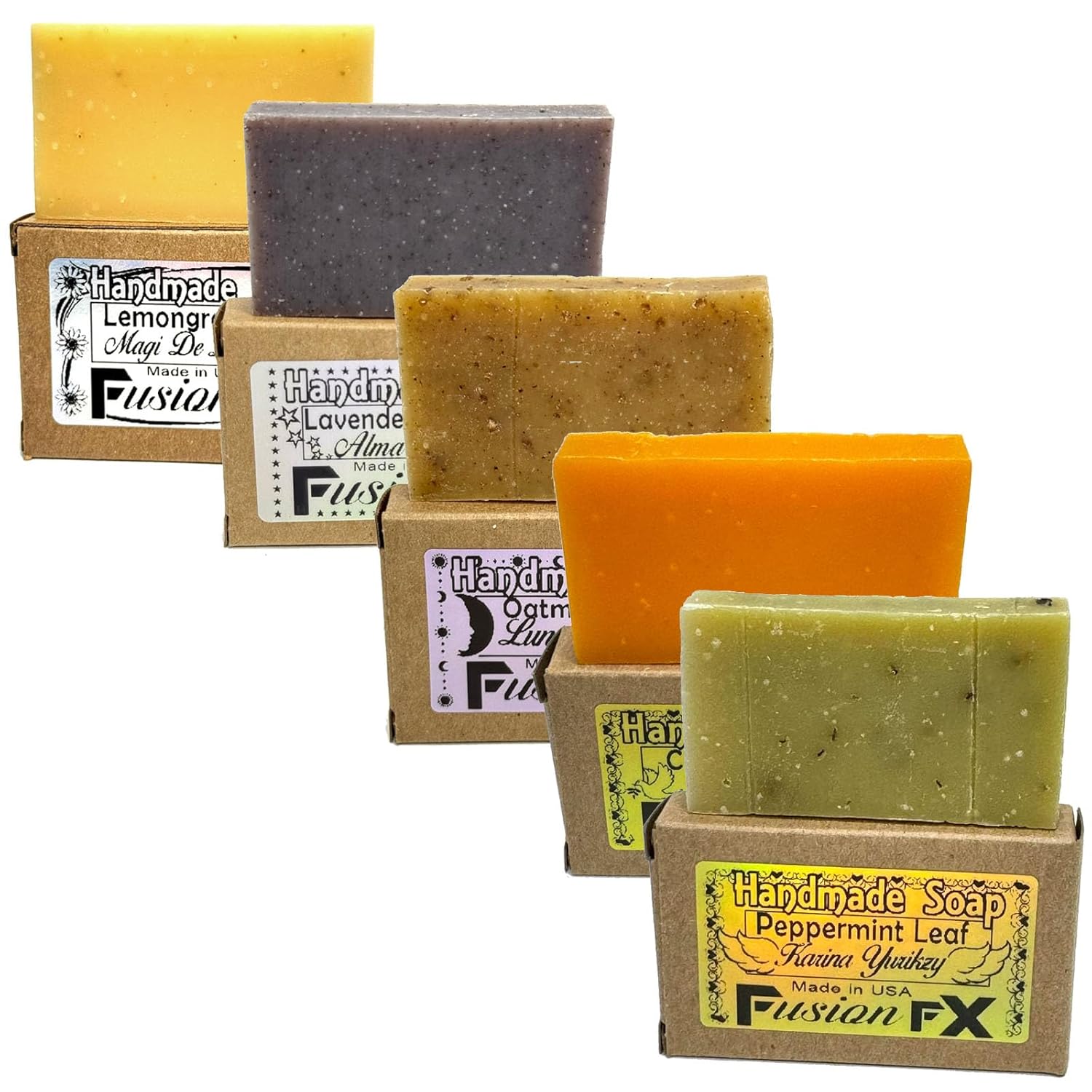 Gift Set of 5 Organic Handmade Natural Soap Bars with Essential Oils Aromatherapy Facial and Body Bars for Women and Men (1Oz Each) + Free Exfoliating Sponge and Neutral Soap. Organics