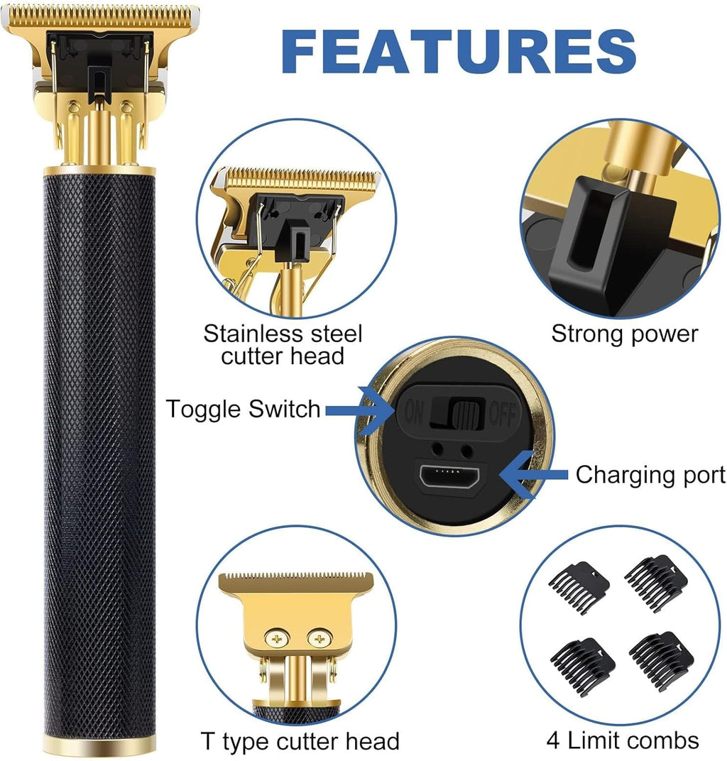 Professional Hair Trimmer for Men, Beard Trimmer Hair Clippers for Men, Cordless Rechargeable Hair Trimmer Metal Body Cutting Grooming Kit,Beard Shaver Barbershop