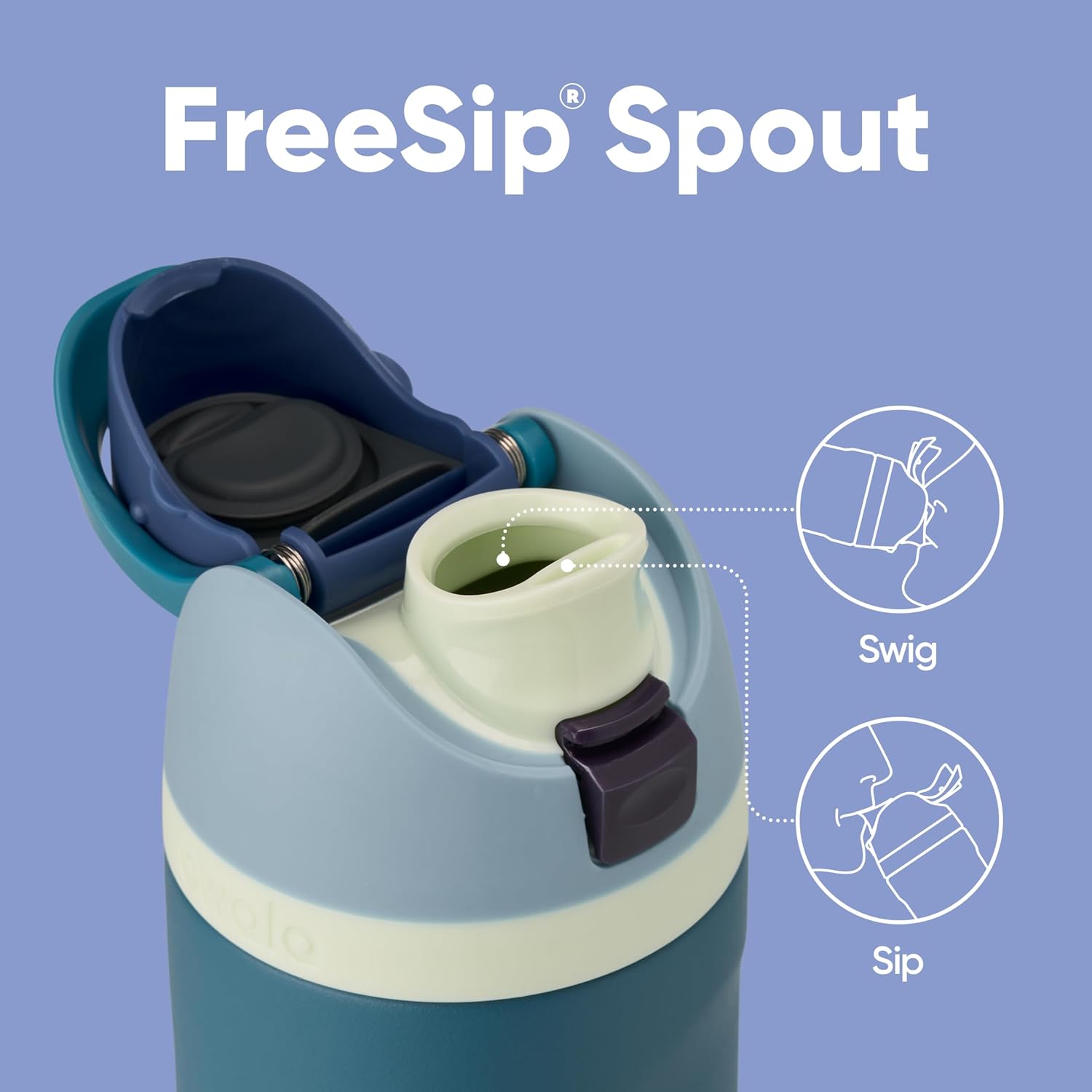 Freesip Insulated Stainless Steel Water Bottle with Straw, Bpa-Free Sports Water Bottle, Great for Travel, 24 Oz, Denim