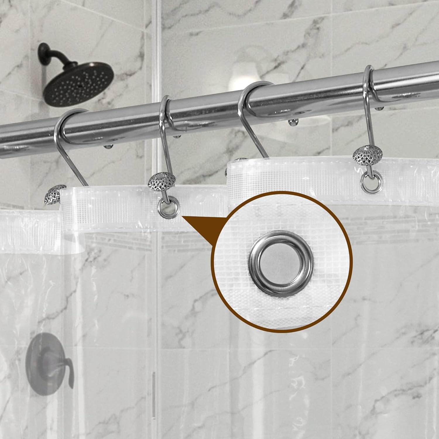 Plastic Shower Liner Clear - Premium PEVA Shower Curtain Liner with Rustproof Grommets and 3 Magnets, Waterproof Cute Lightweight Standard Size Bathroom Curtains - Clear