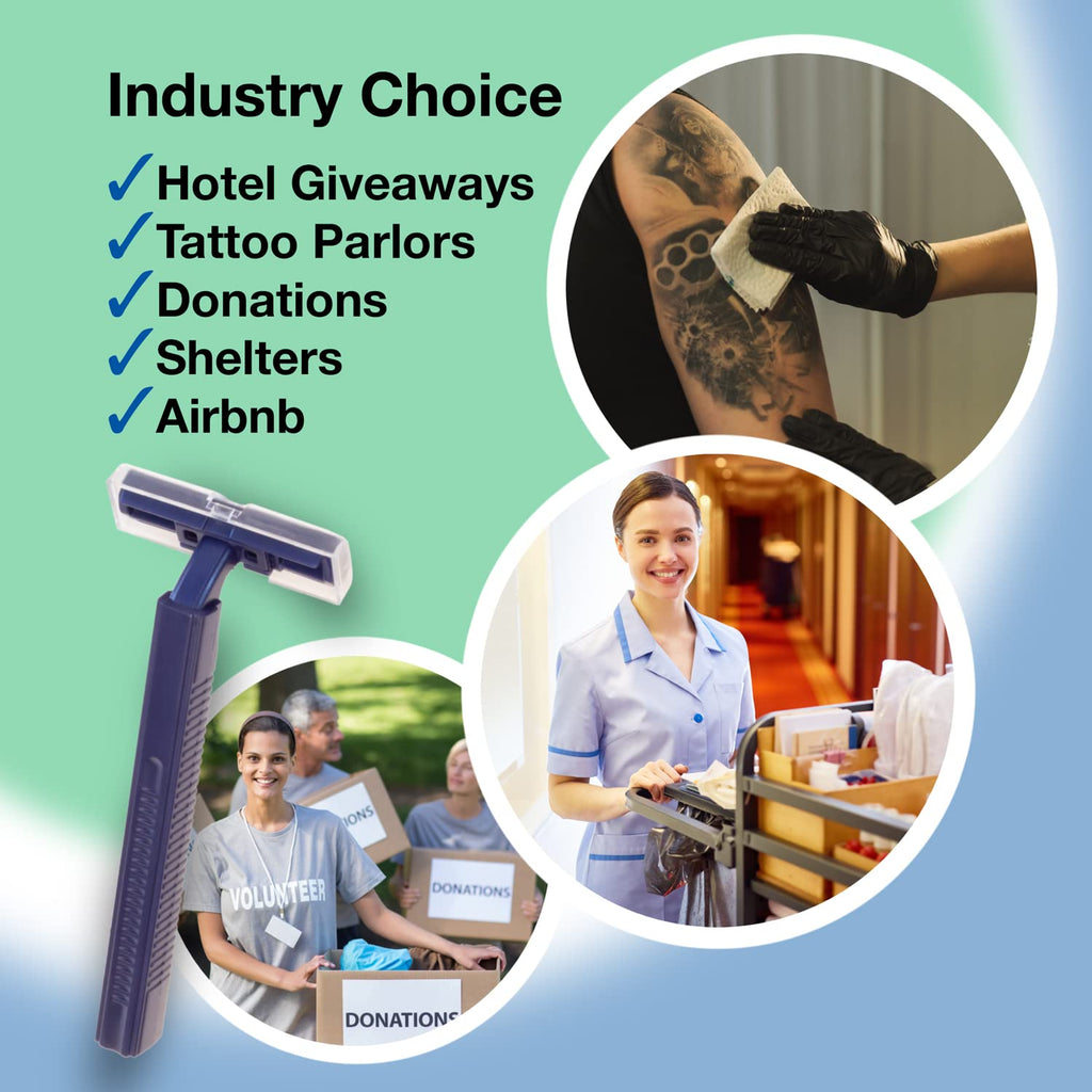 (144 Pack) Individually Wrapped Twin Blade Razors with Clear Safety Cap, Disposable, Bulk Packed, Sold by the Case. Unisex.