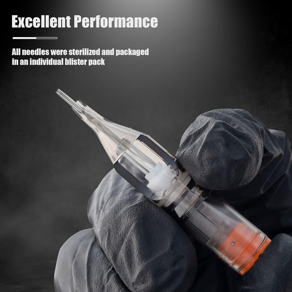 EZ Tattoo Cartridge Needles - 20Pcs #12 (14RS) Standard round Shader Disposable Tattoo Needles Cartridges for Rotary Tattoo Machine Pen Gun - Revolution