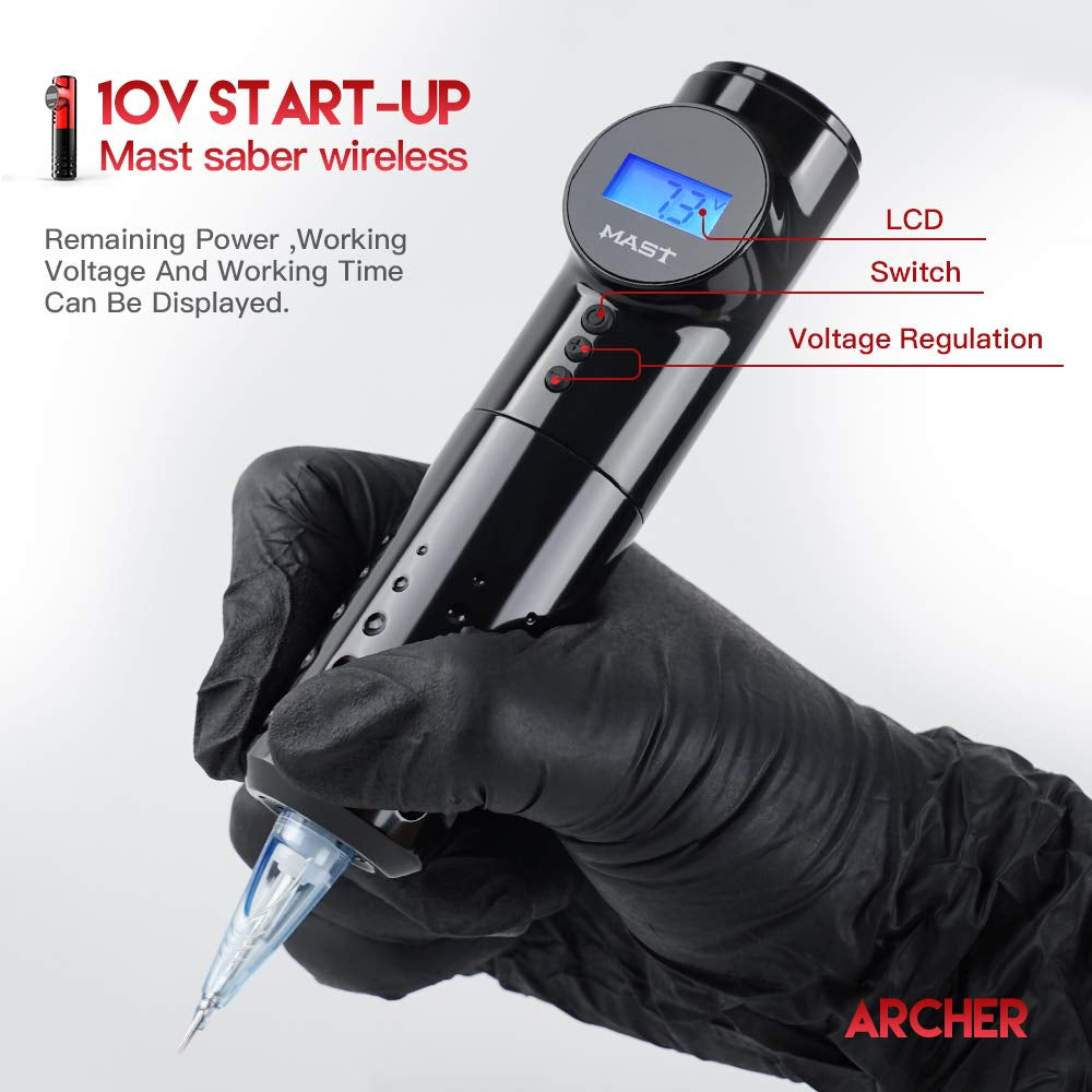 MAST Archer Wireless Tattoo Machine Rotary Pen Style Supply Coreless Motor 2,000Mah Battery Power 010-1