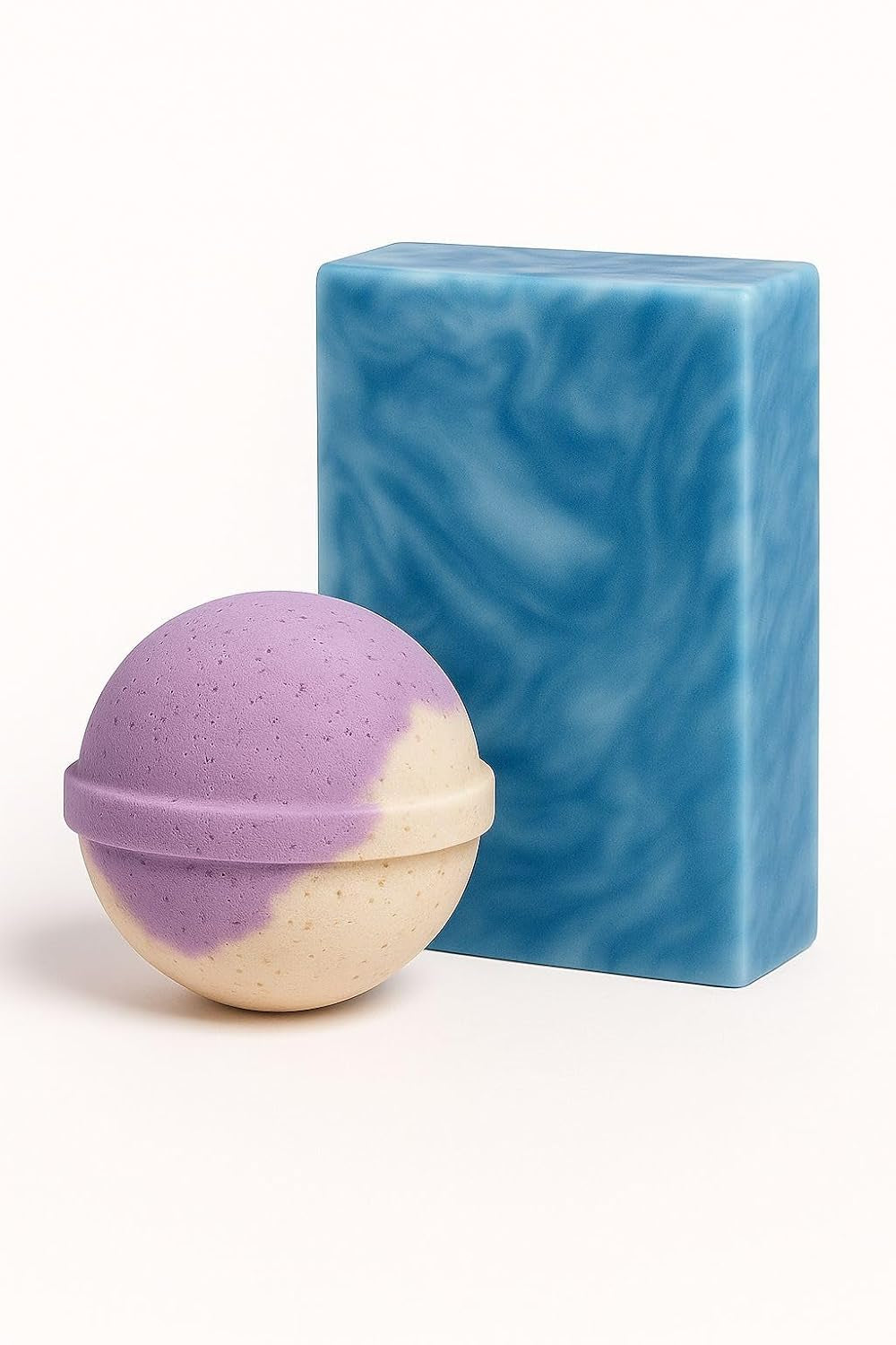 Lavender Bath Set – 3 Handmade Soap (4Oz) and 3 Bath Bomb (3Oz) & 1 Exfoliating Bag – Natural Self-Care Kit – Relaxing Spa Routine, Moisturizing, Aromatherapy, Body Cleanse for All Genders