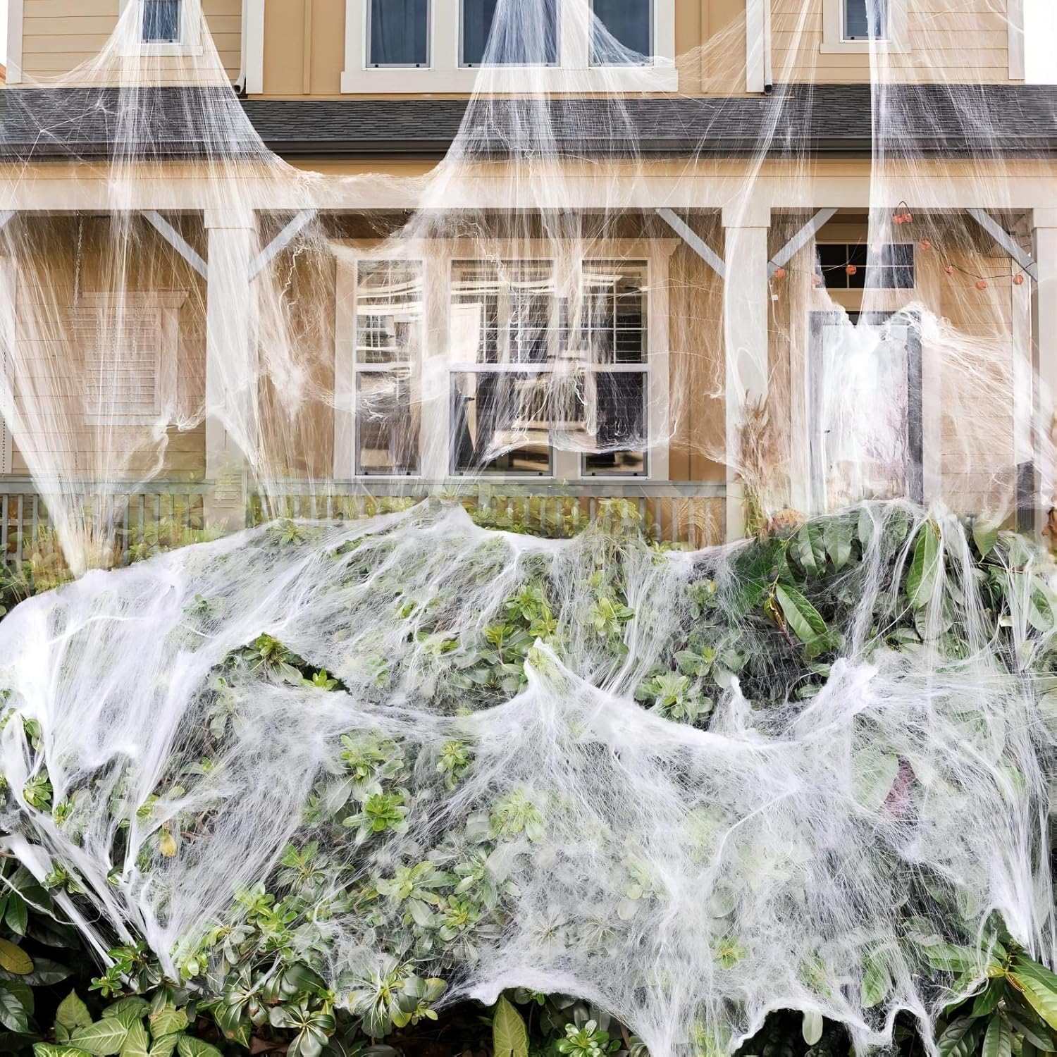 🟢 1000 Sqft Spider Webs Halloween Decorations Bonus with 30 Fake Spiders, Super Stretch Cobwebs for Halloween Indoor and Outdoor Party Supplies