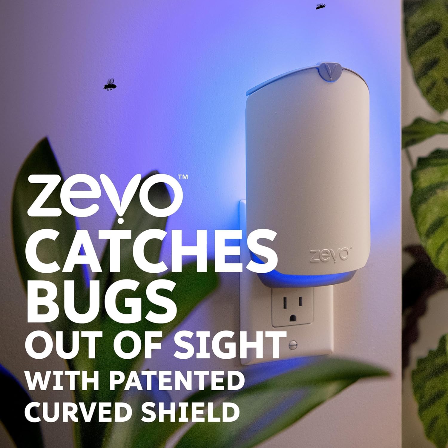 Flying Insect Trap & Cartridge - Plug in Fly Trap & Indoor Bug Catcher for Gnats, House & Fruit Flies - Mess-Free - Use in Any Room - Uses Blue & UV Light (1 Plug in Device & 1 Cartridge)