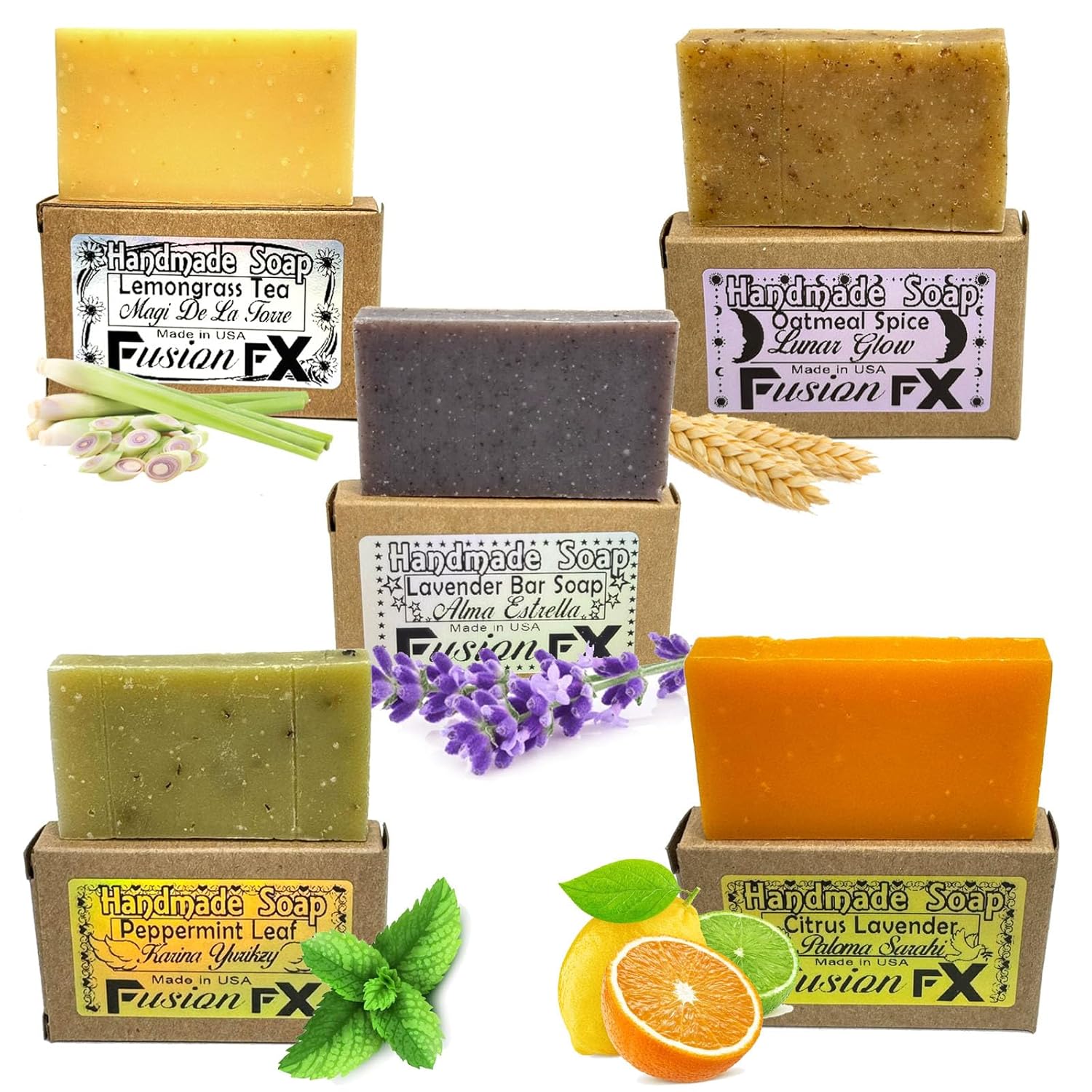 Gift Set of 5 Organic Handmade Natural Soap Bars with Essential Oils Aromatherapy Facial and Body Bars for Women and Men (1Oz Each) + Free Exfoliating Sponge and Neutral Soap. Organics