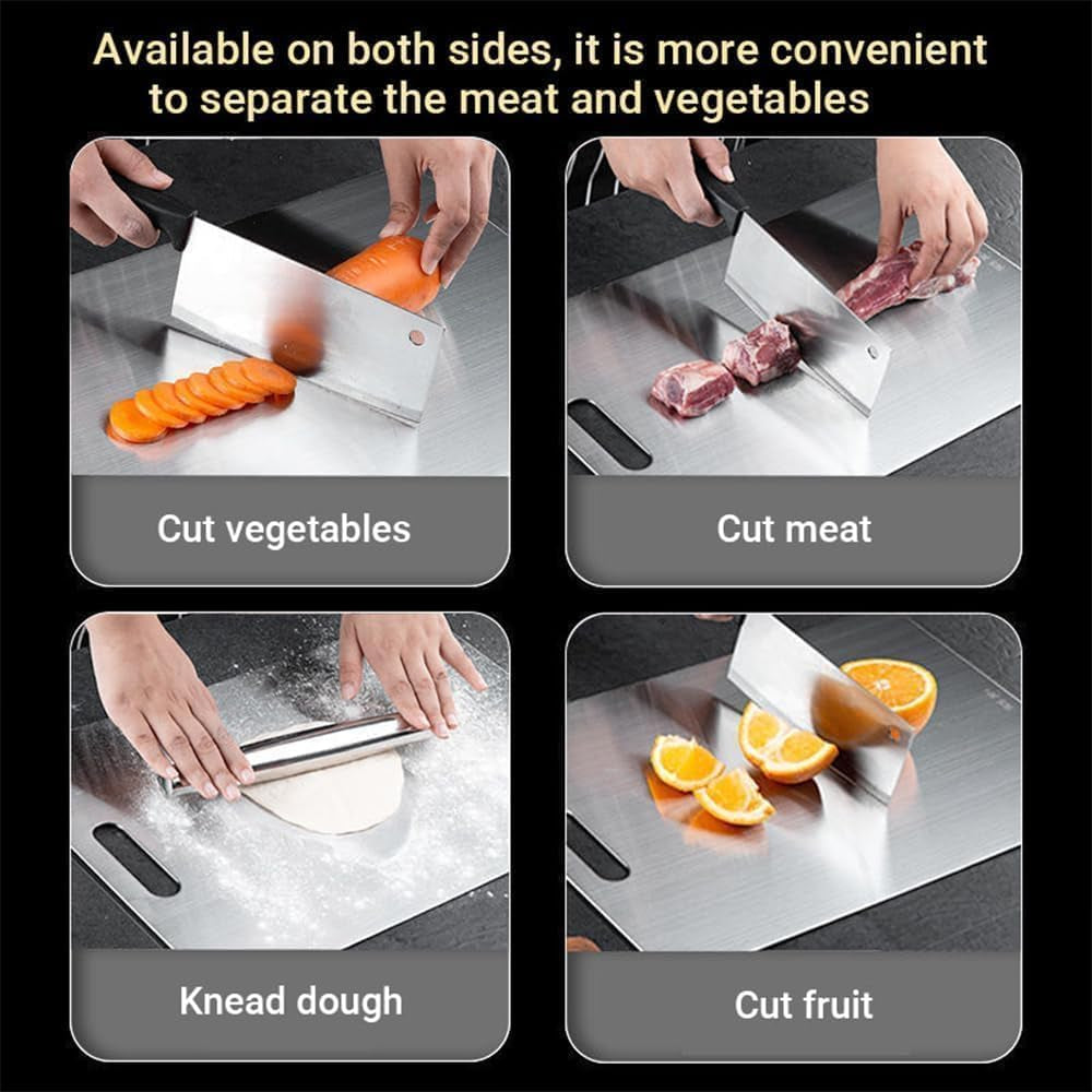 Titanium Cutting Board, Stainless Steel Food Grade, 14 * 10 Inch, Meat, Fruit, Vegetable, Silver, Rectangular, 0.05 Inches Thick