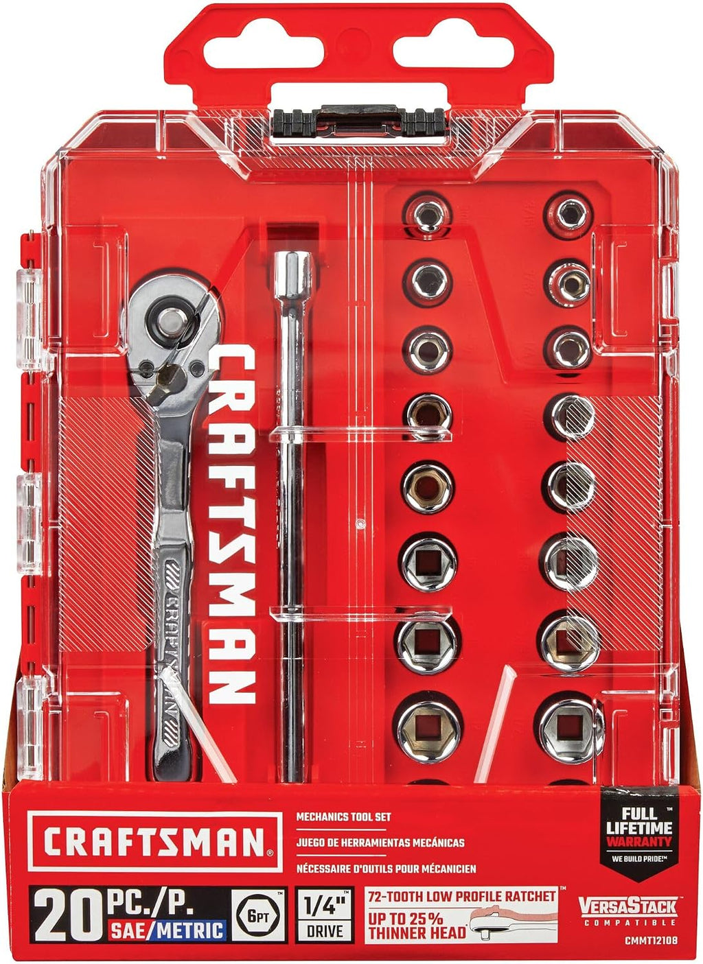 Mechanics Tool Set, 1/4 Inch Drive, 20 Piece (CMMT12108)