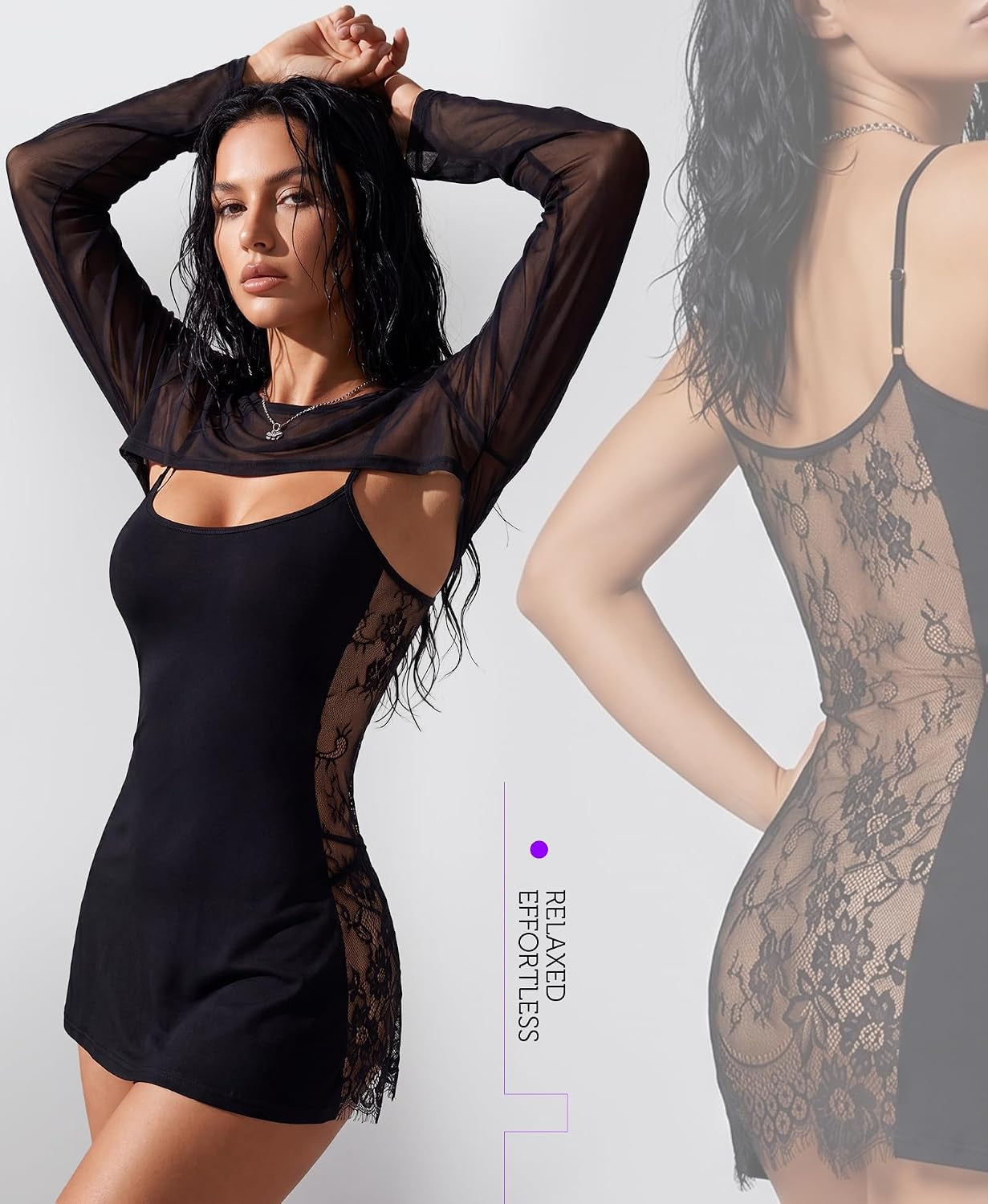 Women'S Lingerie Sexy Nightgowns Lace Babydoll Chemise Strappy Sleepwear Sleep Dress