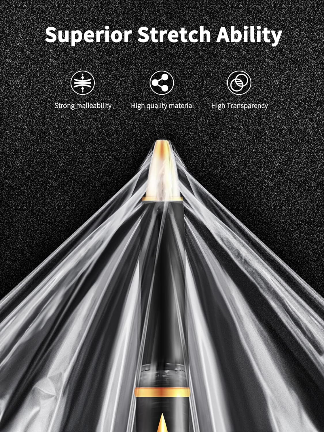 4 Pack Plastic Film Roll with Plastic Handles, 60 Gauge Thick, 5" X 1000Ft Plastic Pallet Film, Industrial Strength Stretch up to 500% Stretch for Moving, Packing, Wrapping, and Shipping