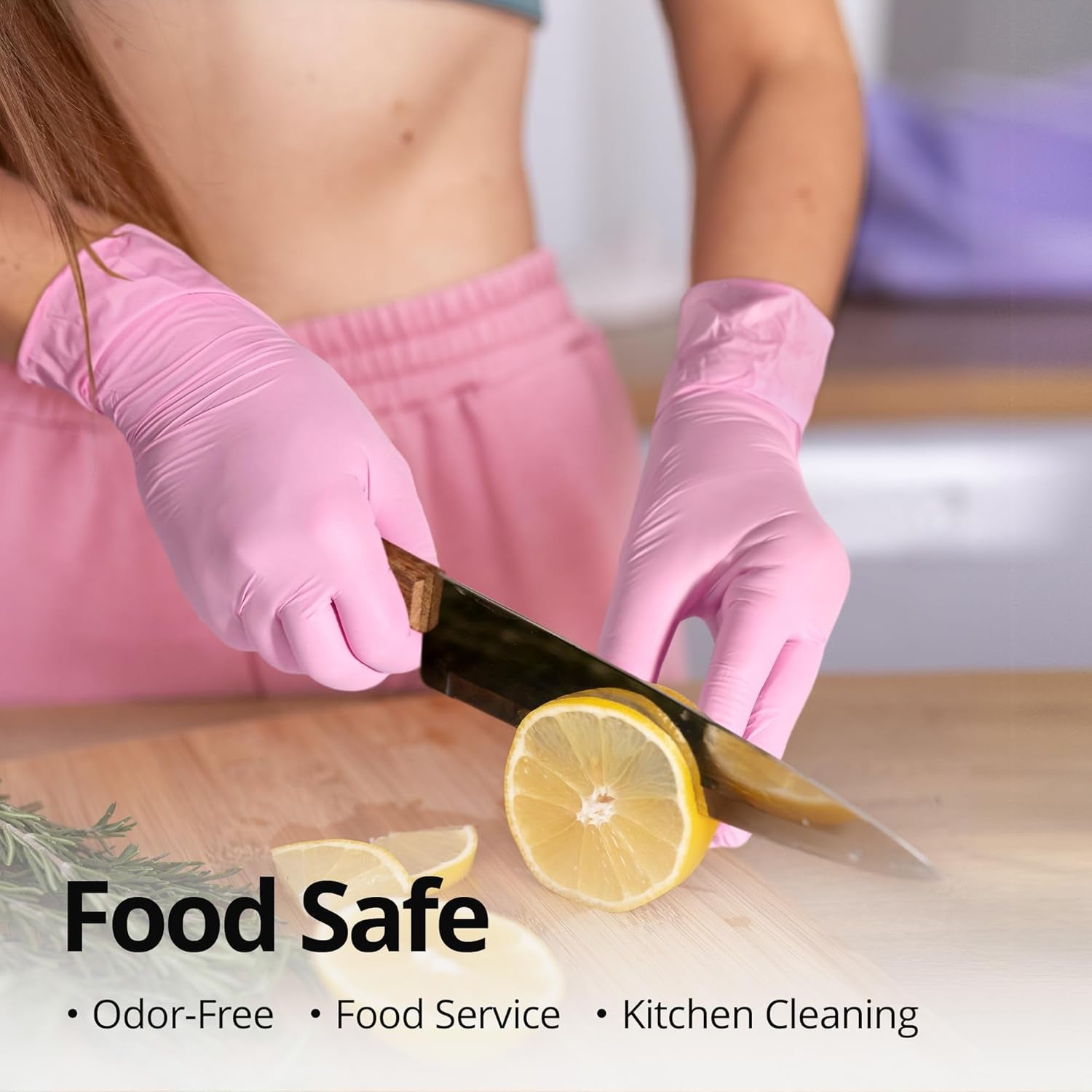 Pink Nitrile Gloves, 3-Mil, Industrial Gloves Disposable Latex Free, for Cleaning & Esthetician, Rubber Powder-Free, 100-Ct Box (Small)