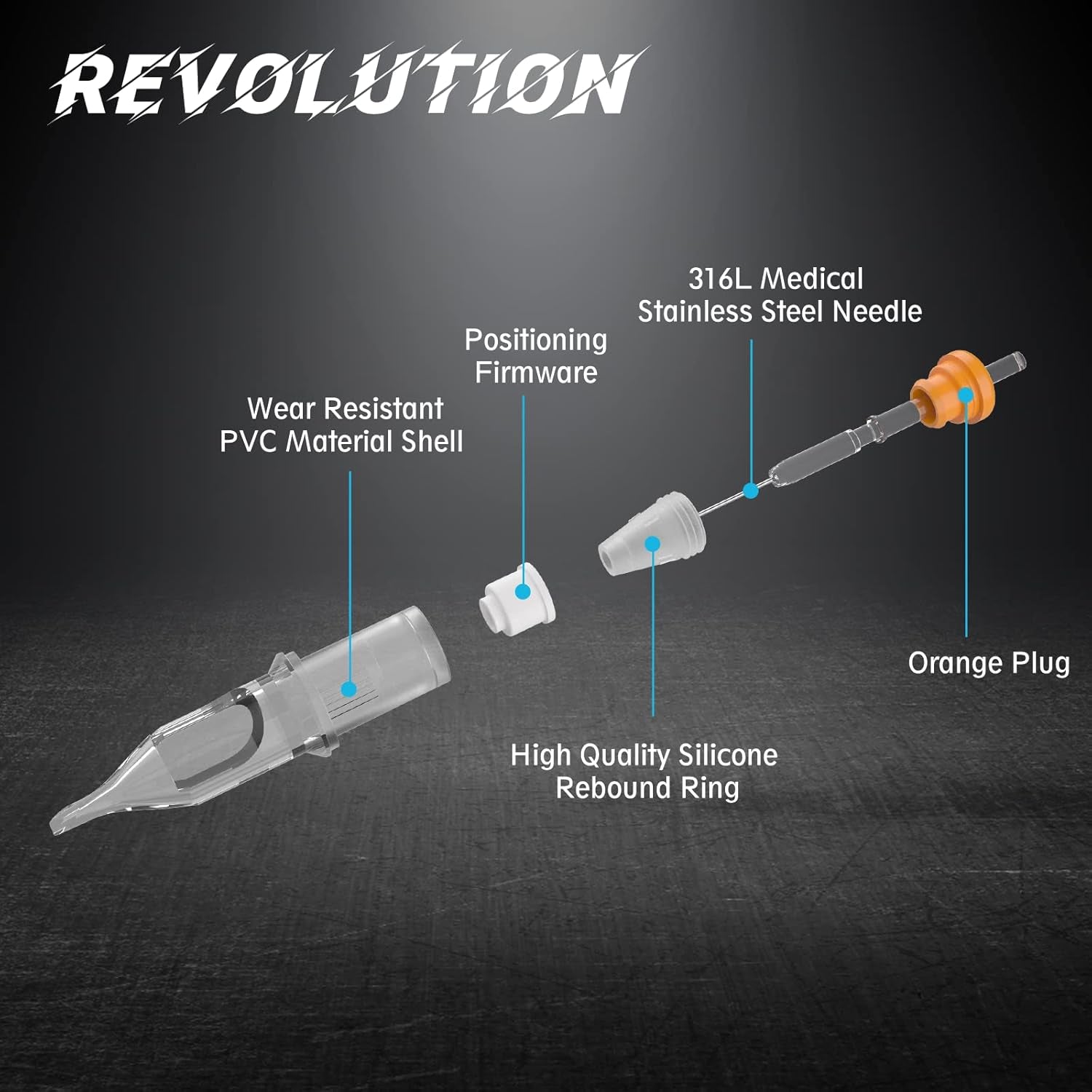 EZ Tattoo Cartridge Needles - 20Pcs #12 (11RS) Standard round Shader Disposable Tattoo Needles Cartridges for Rotary Tattoo Machine Pen Gun - Revolution