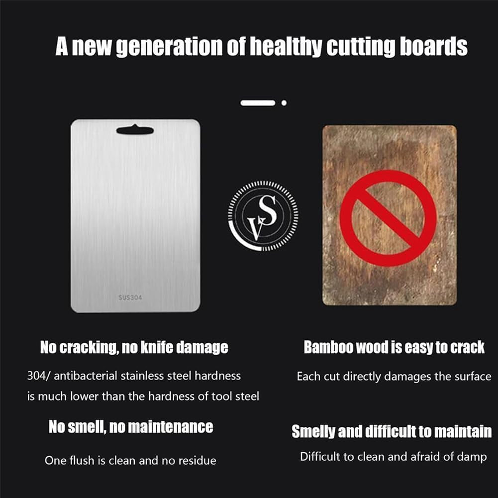 Titanium Cutting Board, Stainless Steel Food Grade, 14 * 10 Inch, Meat, Fruit, Vegetable, Silver, Rectangular, 0.05 Inches Thick