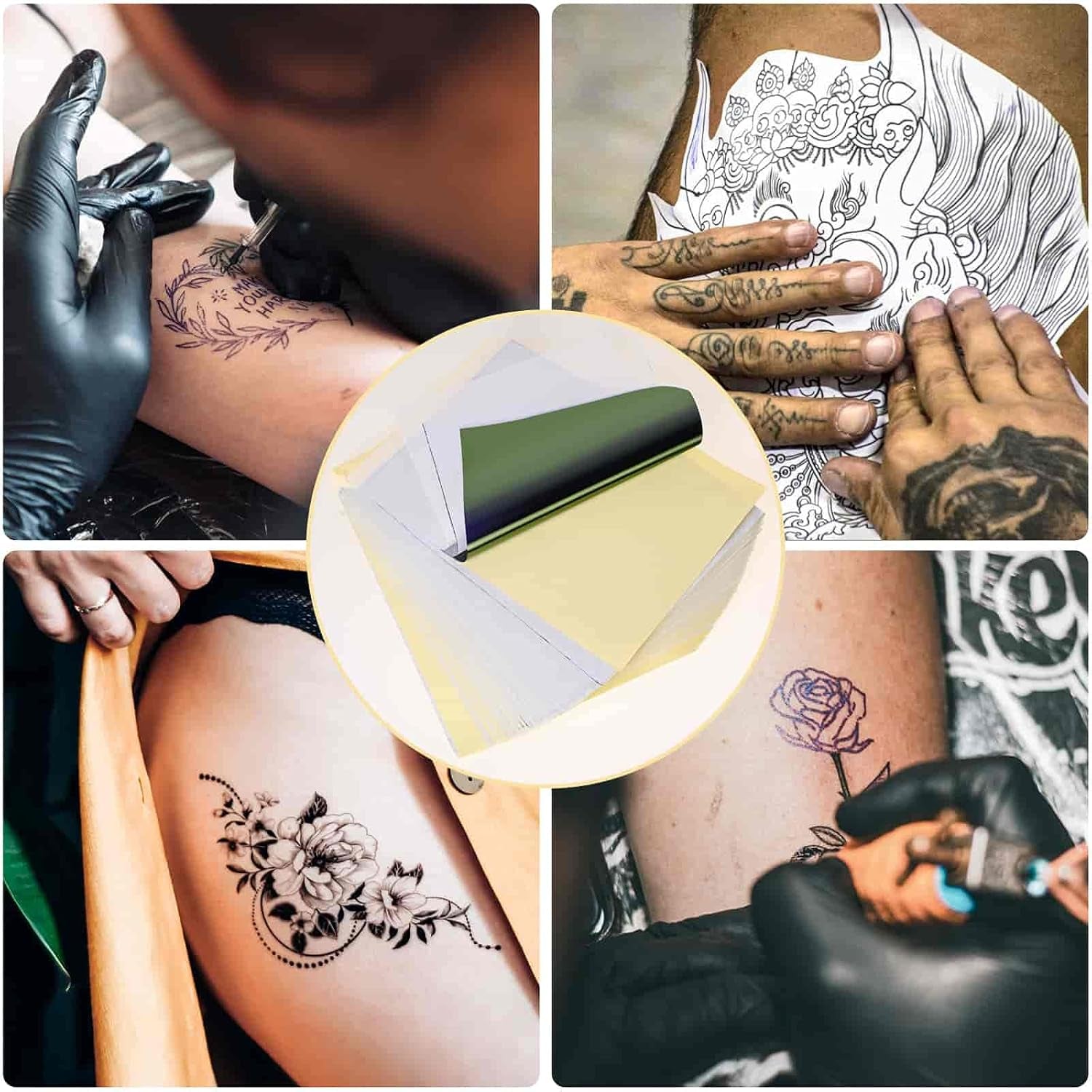 120 Sheets Tattoo Transfer Paper, Stencil Paper for Tattooing, 4 Layers Tattoo Transfer Paper for Tattoo Supplies, A4 Size