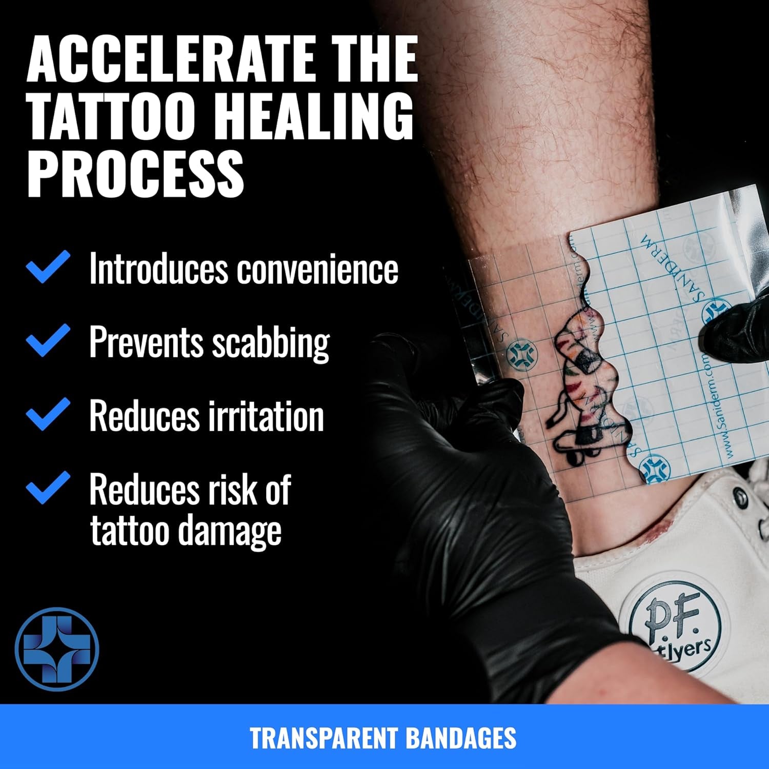 Tattoo Aftercare Bandage 3 Sheets (Medium Pack, 6 in X 8 In) – Convenient, Faster Tattoo Healing and Protection – Sterile, Waterproof, and Latex-Free