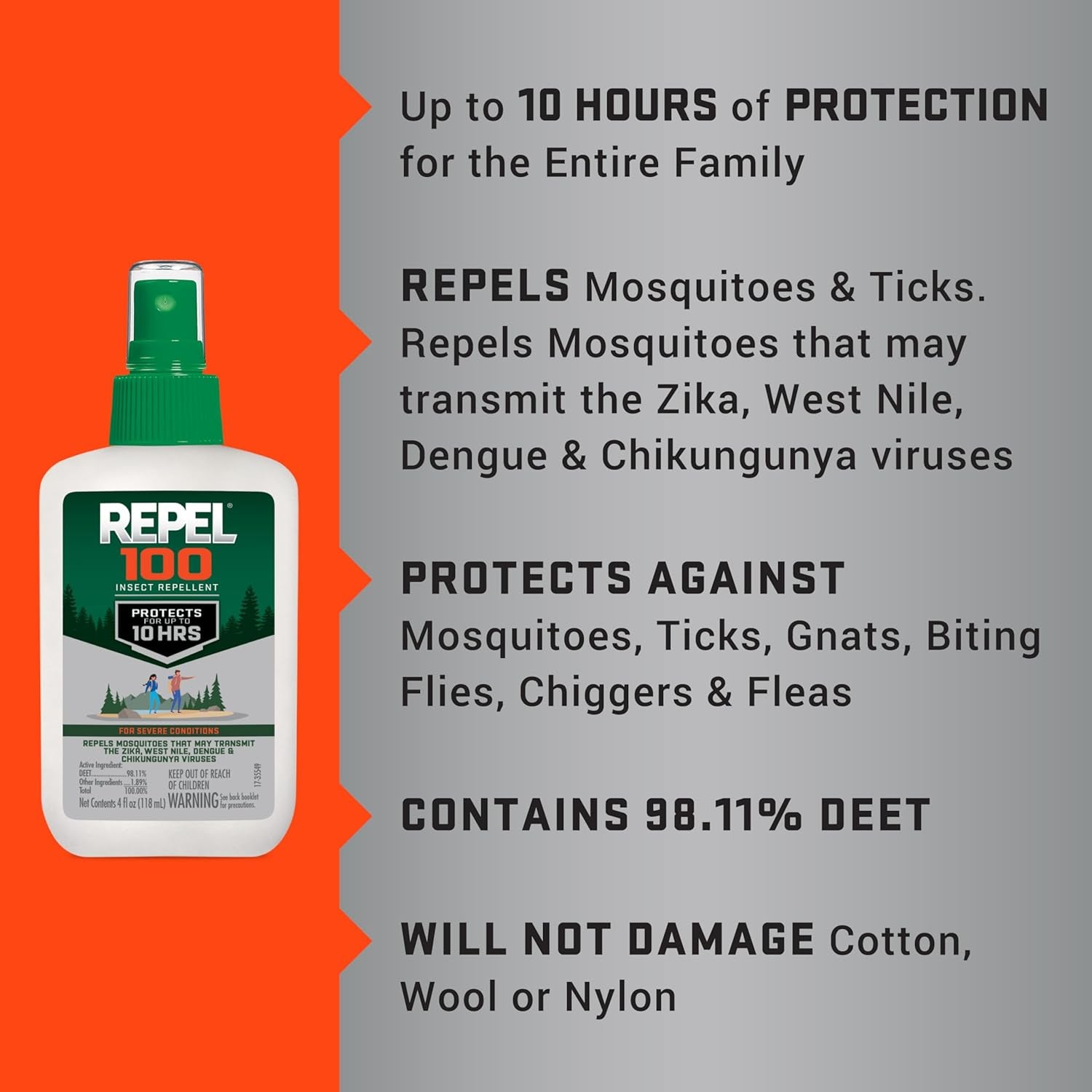 100 Insect lent, Pump Spray, 4-Fluid Ounces, 10-Hour Protection