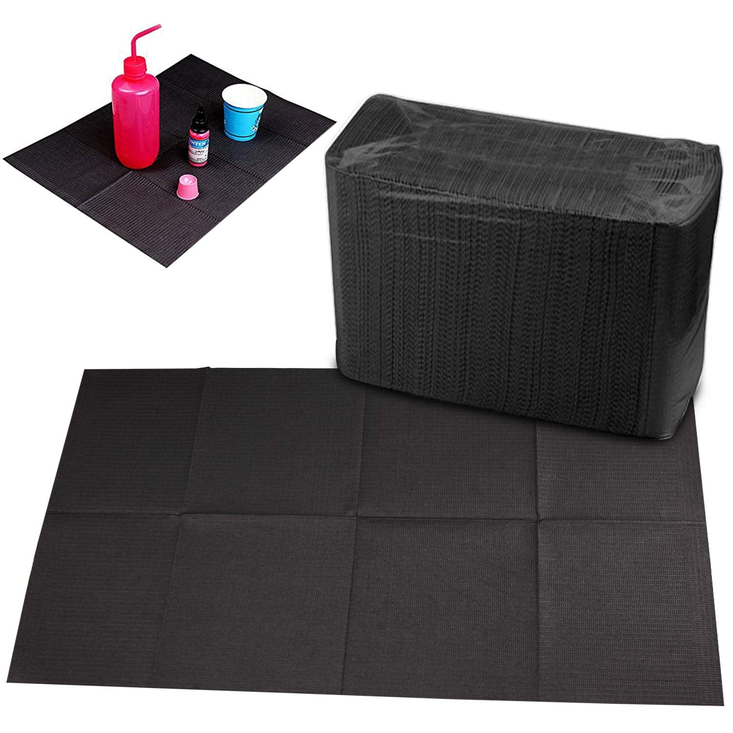 Disposable Dental Bibs Sheets Cloths, Tattoo Table Covers Clean Pad,Underpad Hygiene Personal Tattoo Bib Waterproof Tattoo Tablecloth Tattoo Supply Sheet, 125Pcs13 X 17" (Black) (125 Pcs)