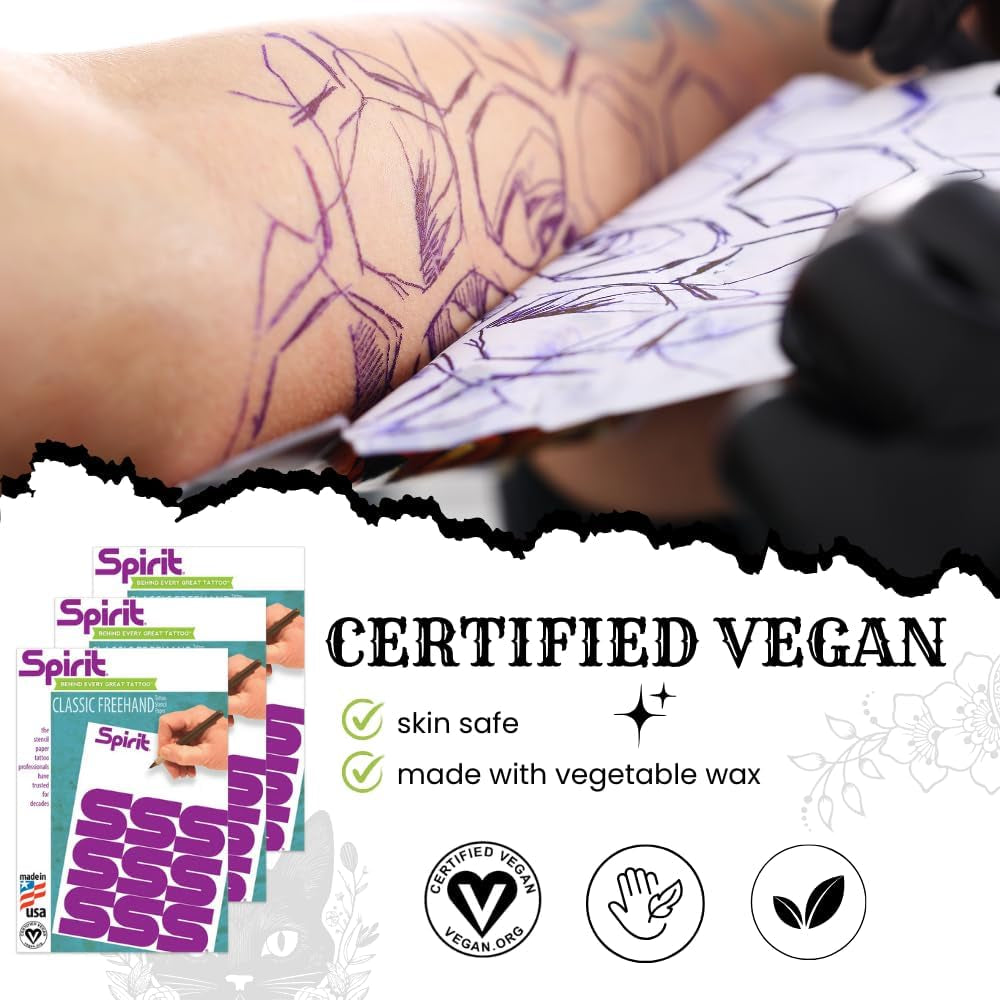 ® Classic Freehand Tattoo Stencil Transfer Paper, 8.5" X 11" (100 Sheets), Certified Vegan, Proudly Made in the USA